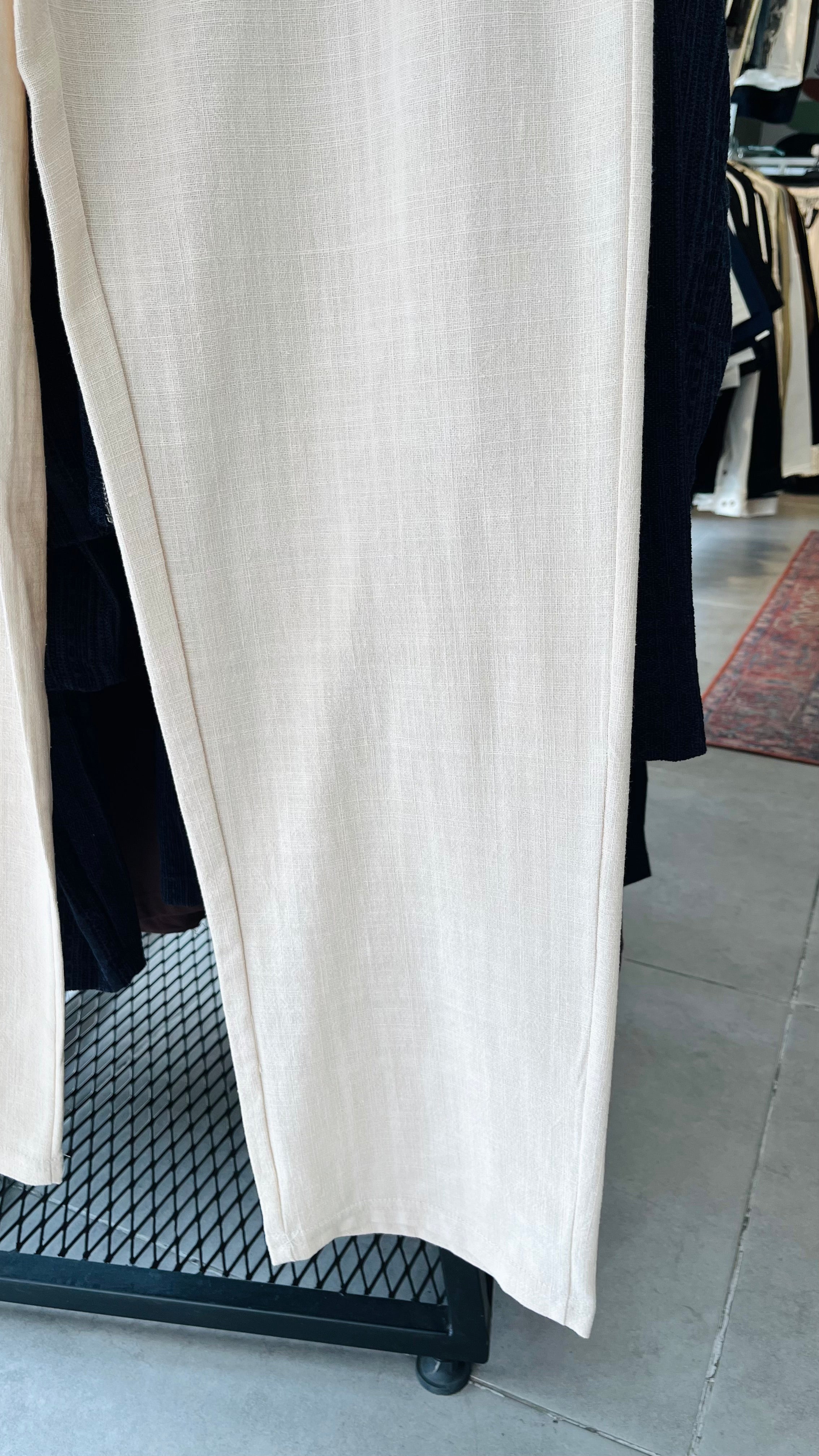 Erkek Baggy Keten  Pantolon - Bej 6101