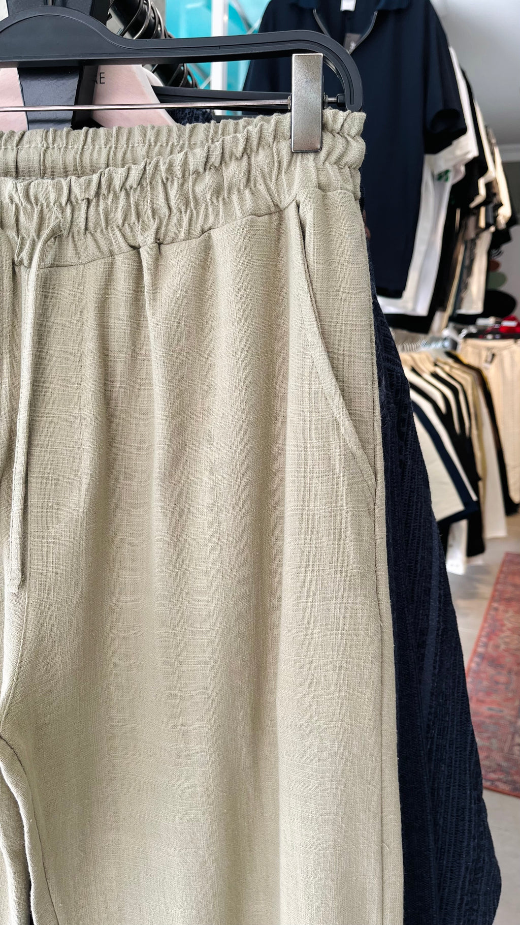 Erkek Baggy Keten Pantolon - Çağla Yeşili 6102