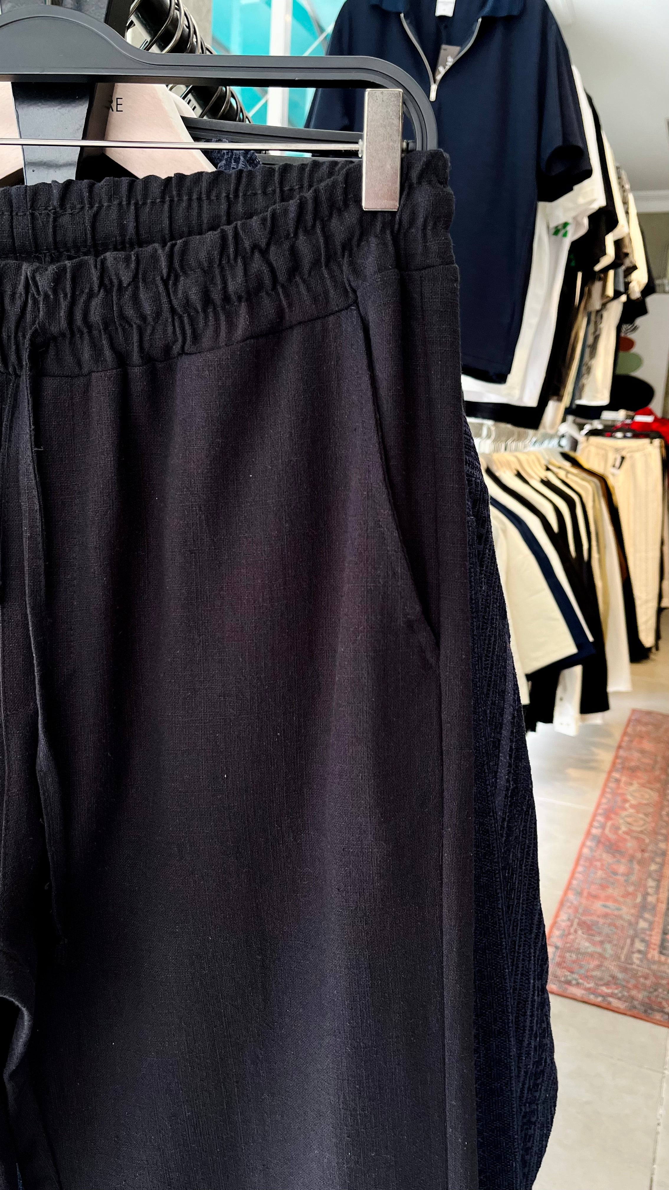Erkek Baggy Keten Pantolon - Siyah 6103