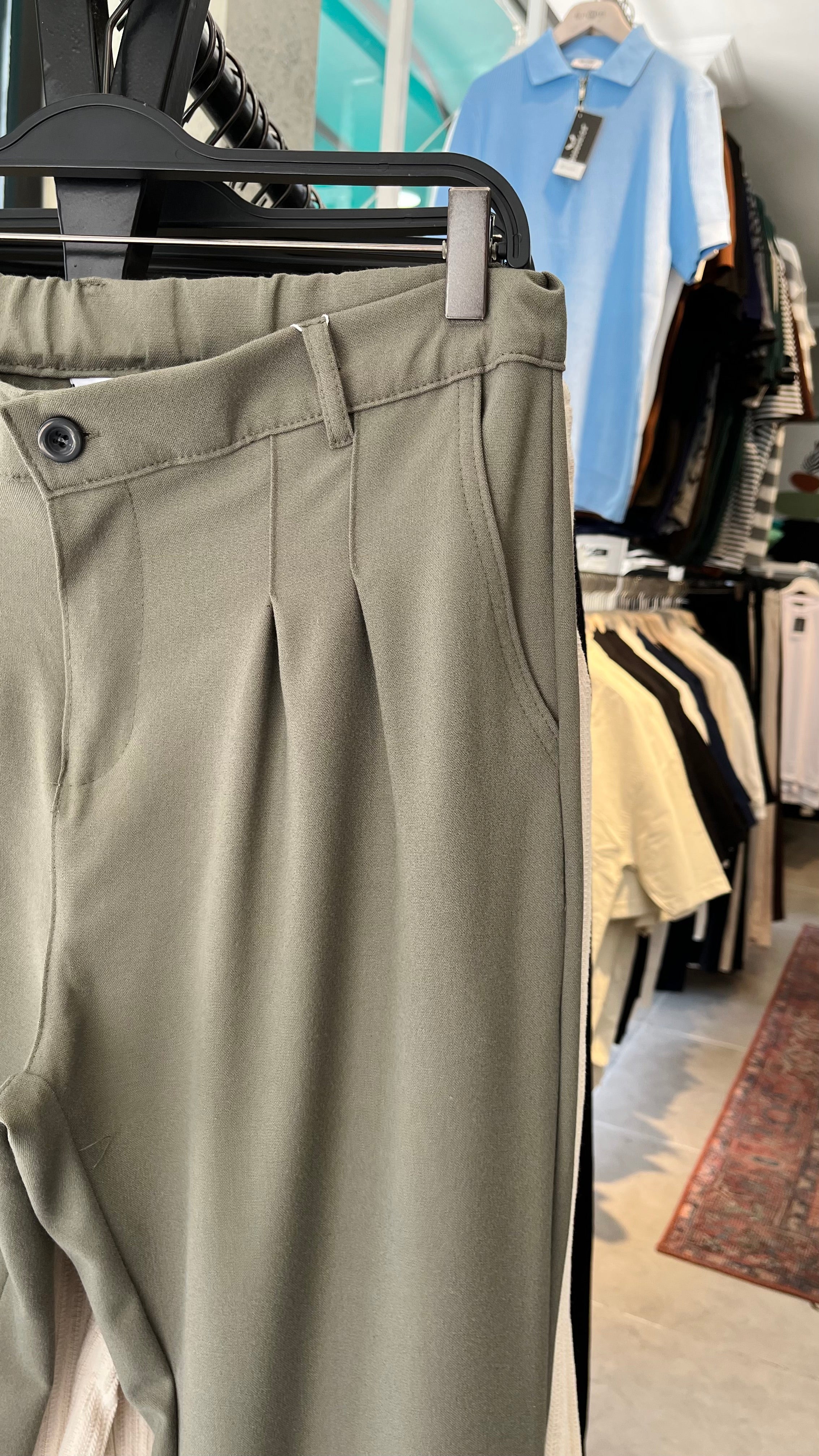 Erkek Baggy Kumaş Pantolon - Haki 6117
