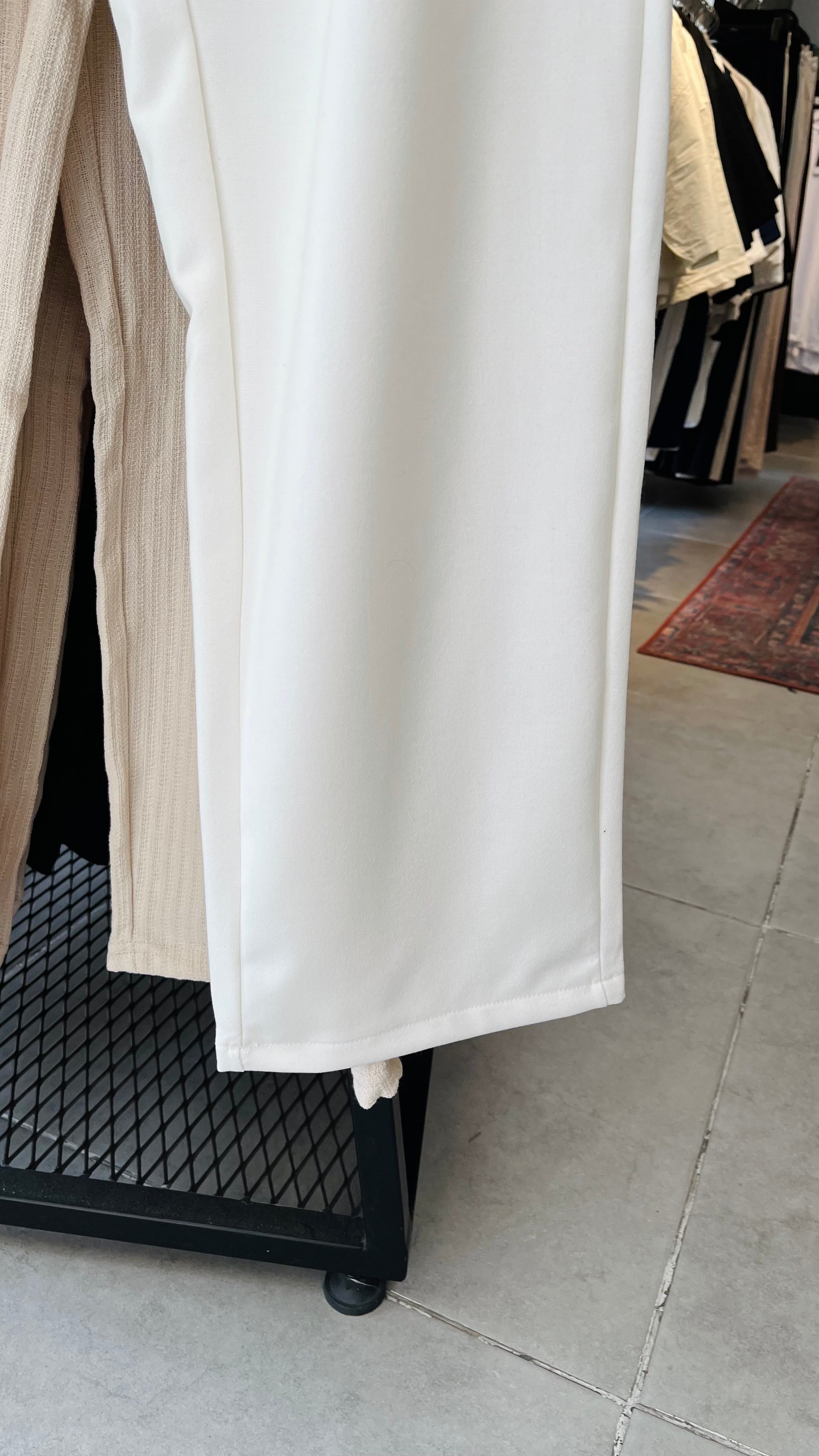 Erkek Baggy Kumaş Pantolon - Beyaz 6118