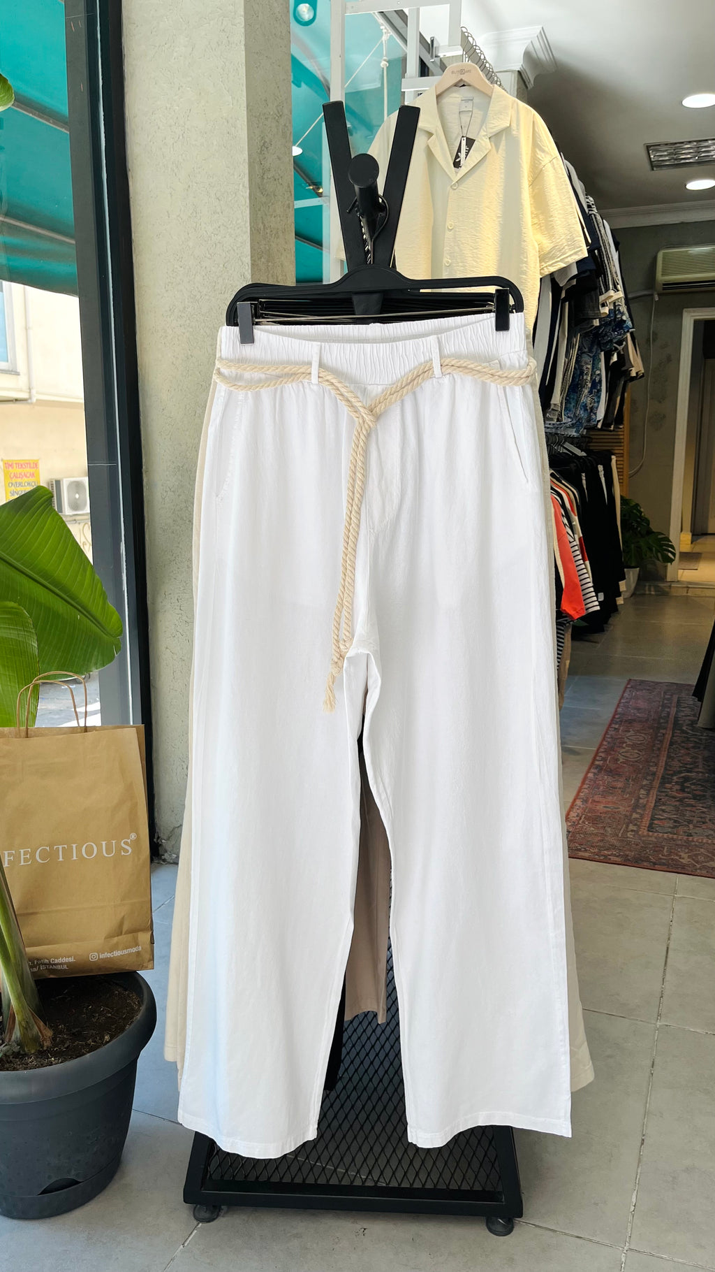 Beyaz  Ekstra Bol Baggy Pantolon 6129