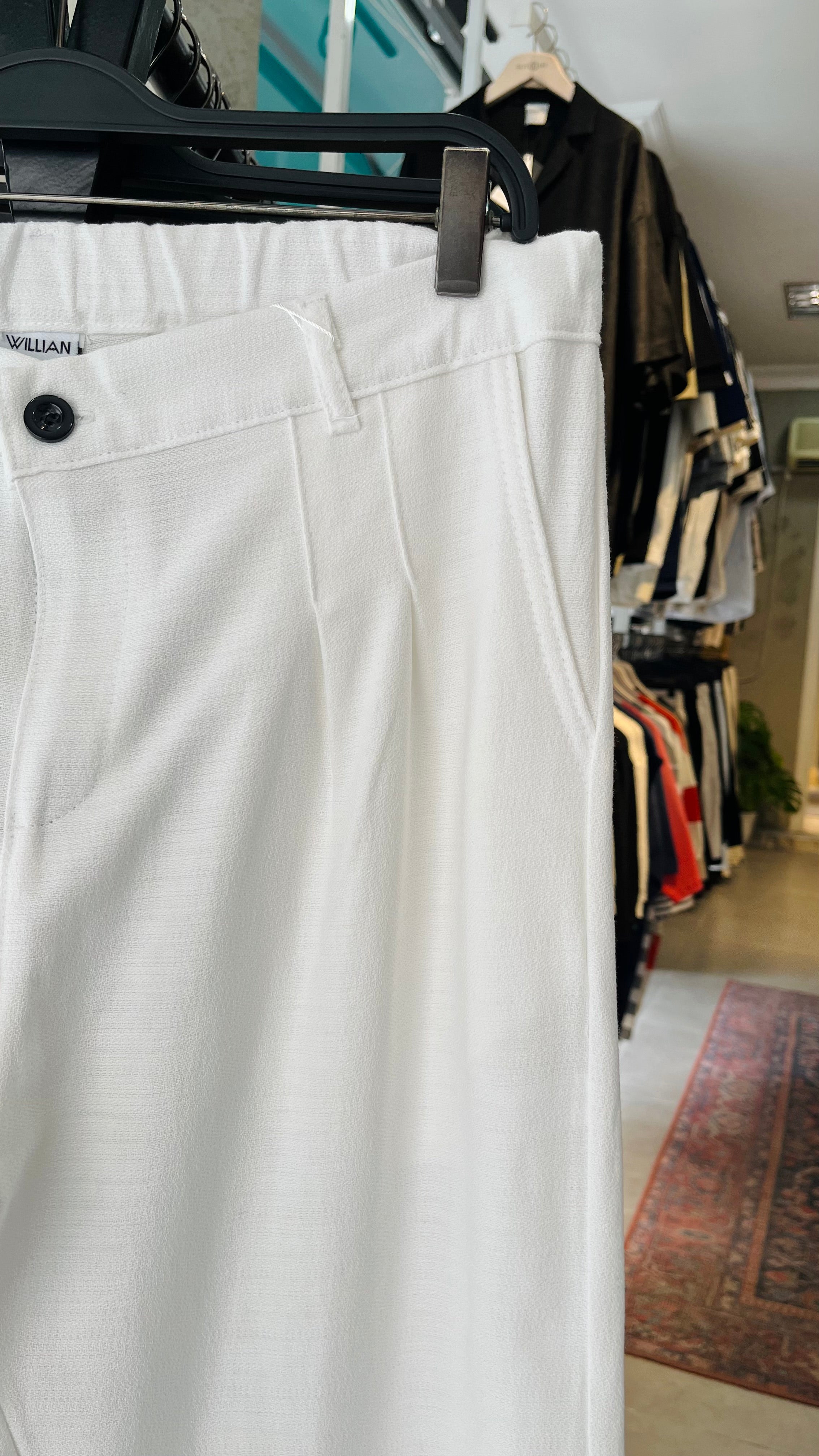 Erkek Baggy Keten Pantolon – Beyaz 6131
