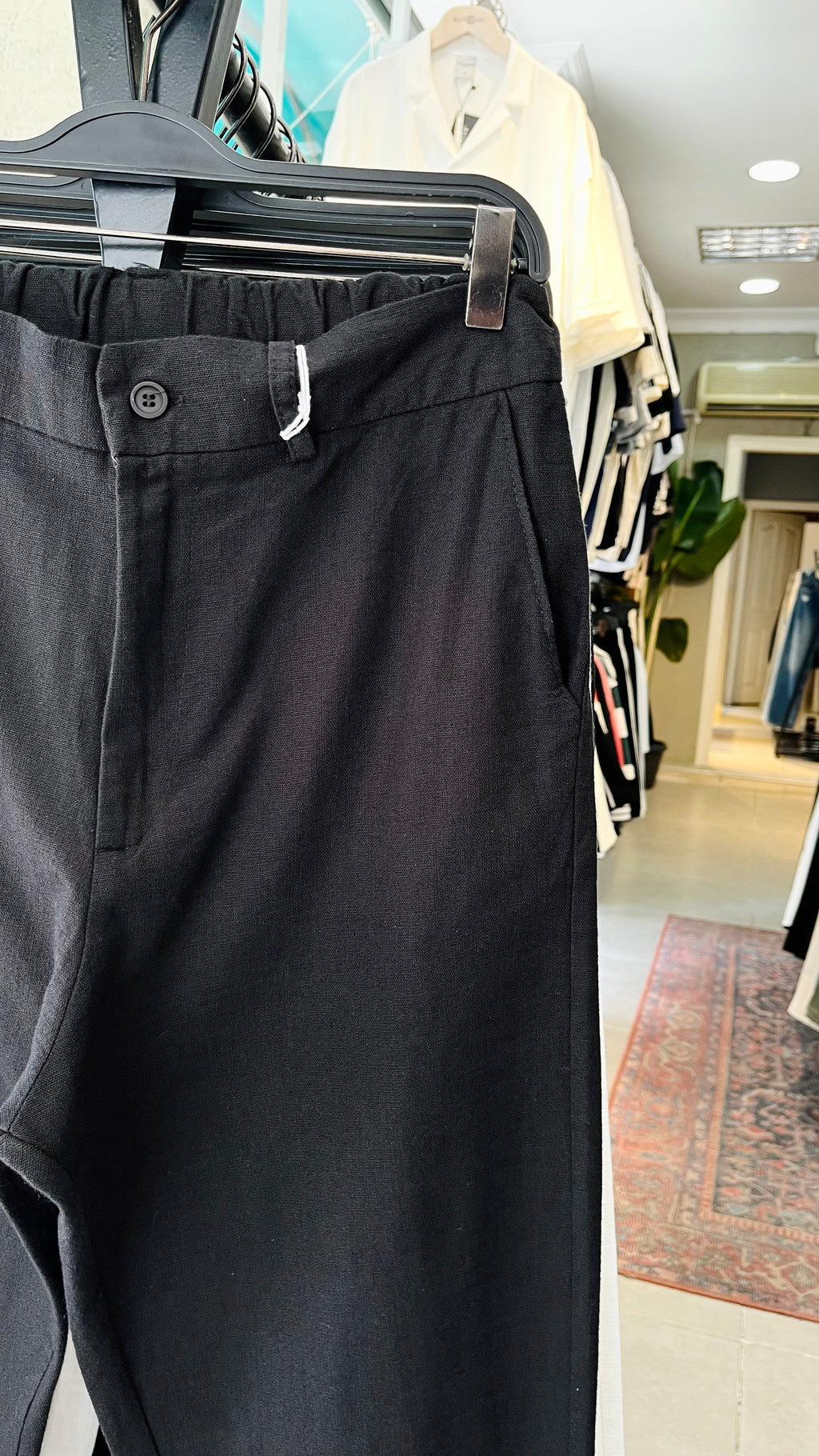 Erkek Baggy Keten Pantolon – Siyah 6134