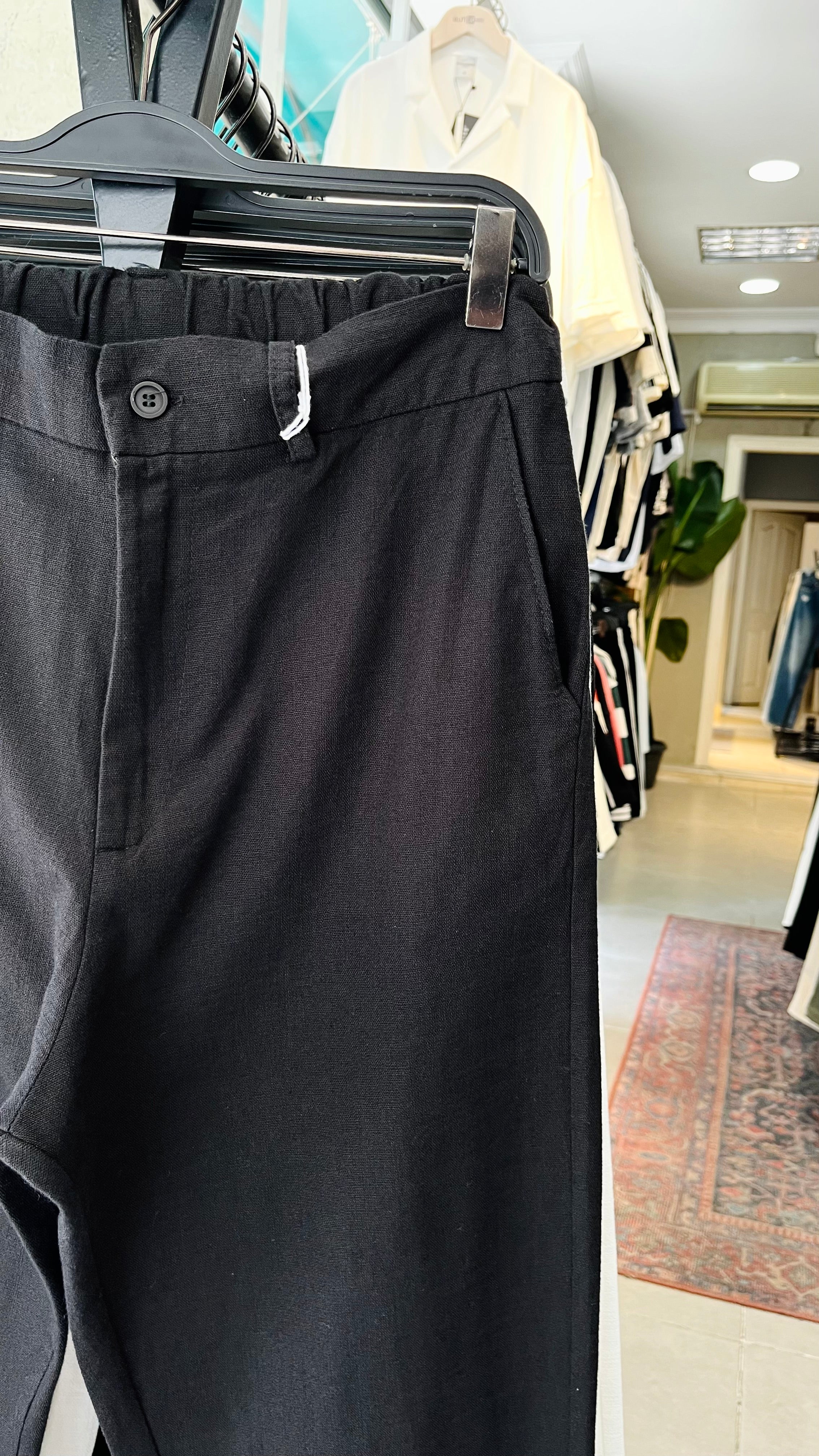 Erkek Baggy Keten Pantolon – Siyah 6134