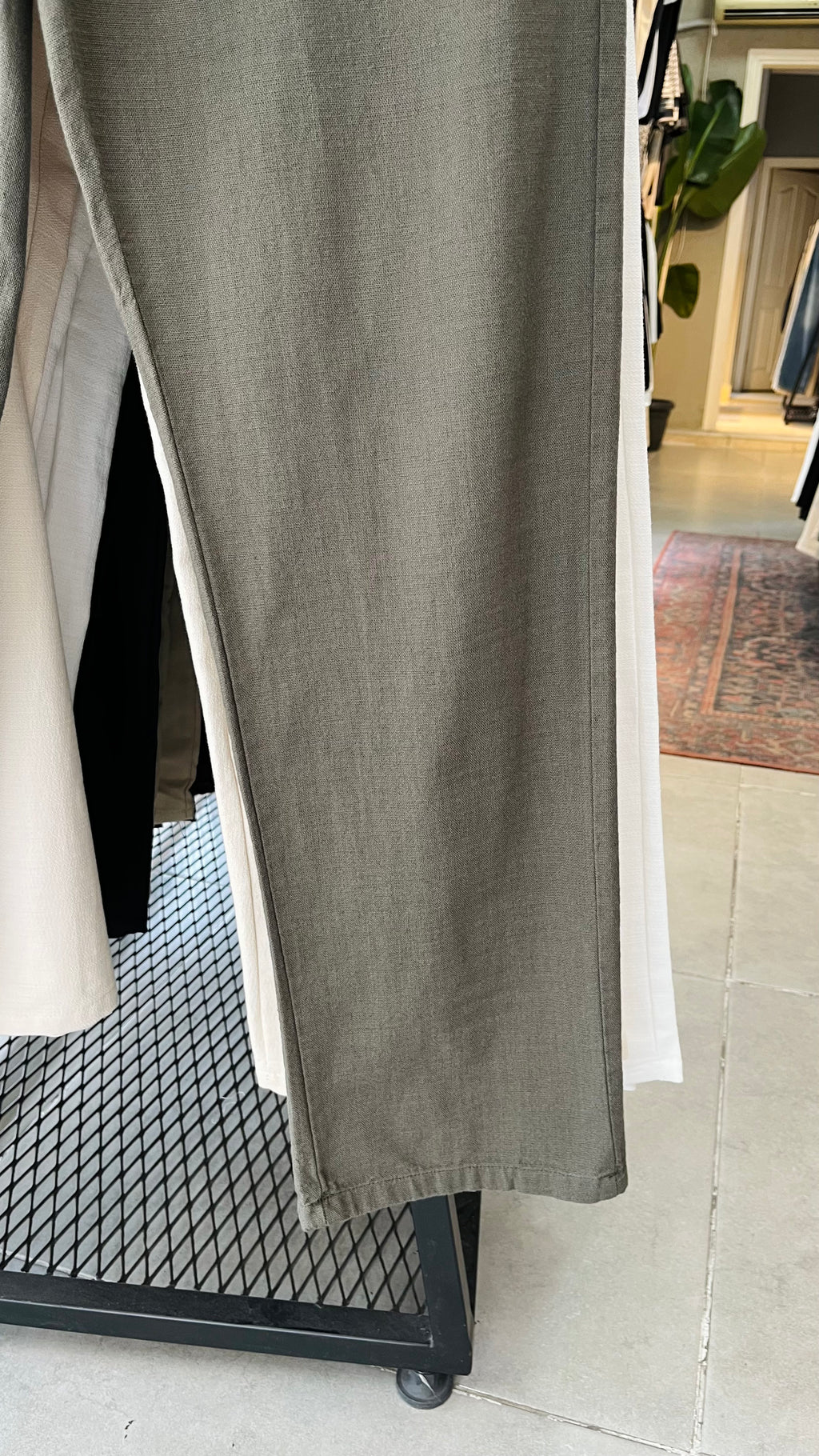 Erkek Baggy Keten Pantolon – Haki 6135