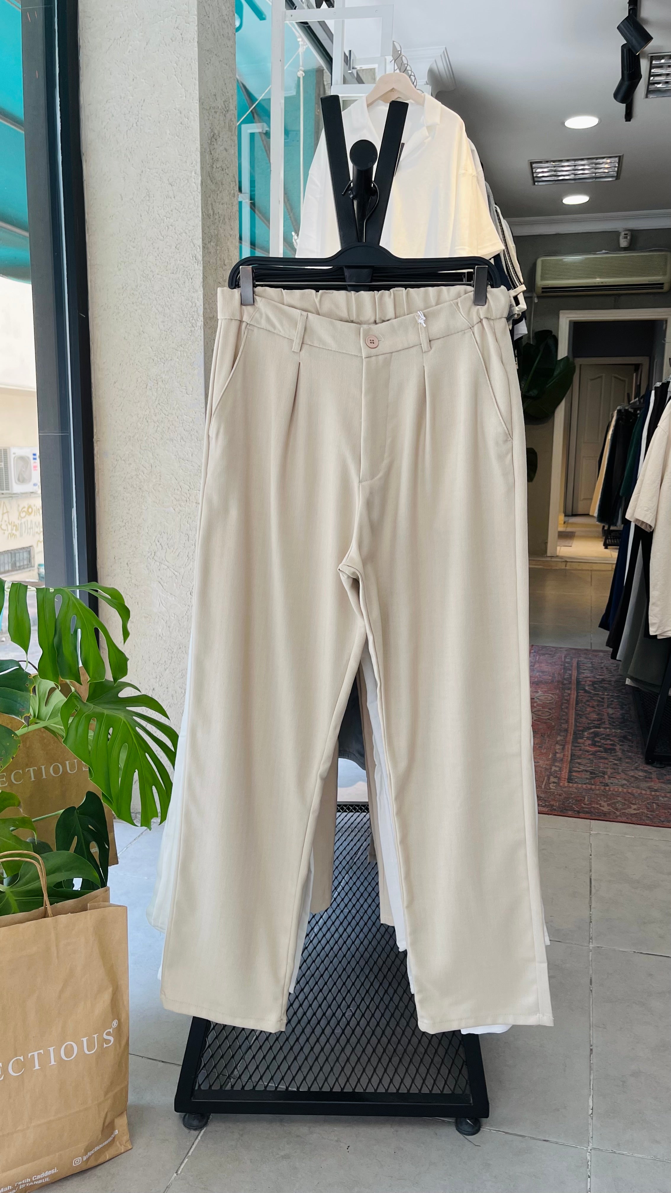 Erkek Baggy Pantolon – Bej Rengi 6136