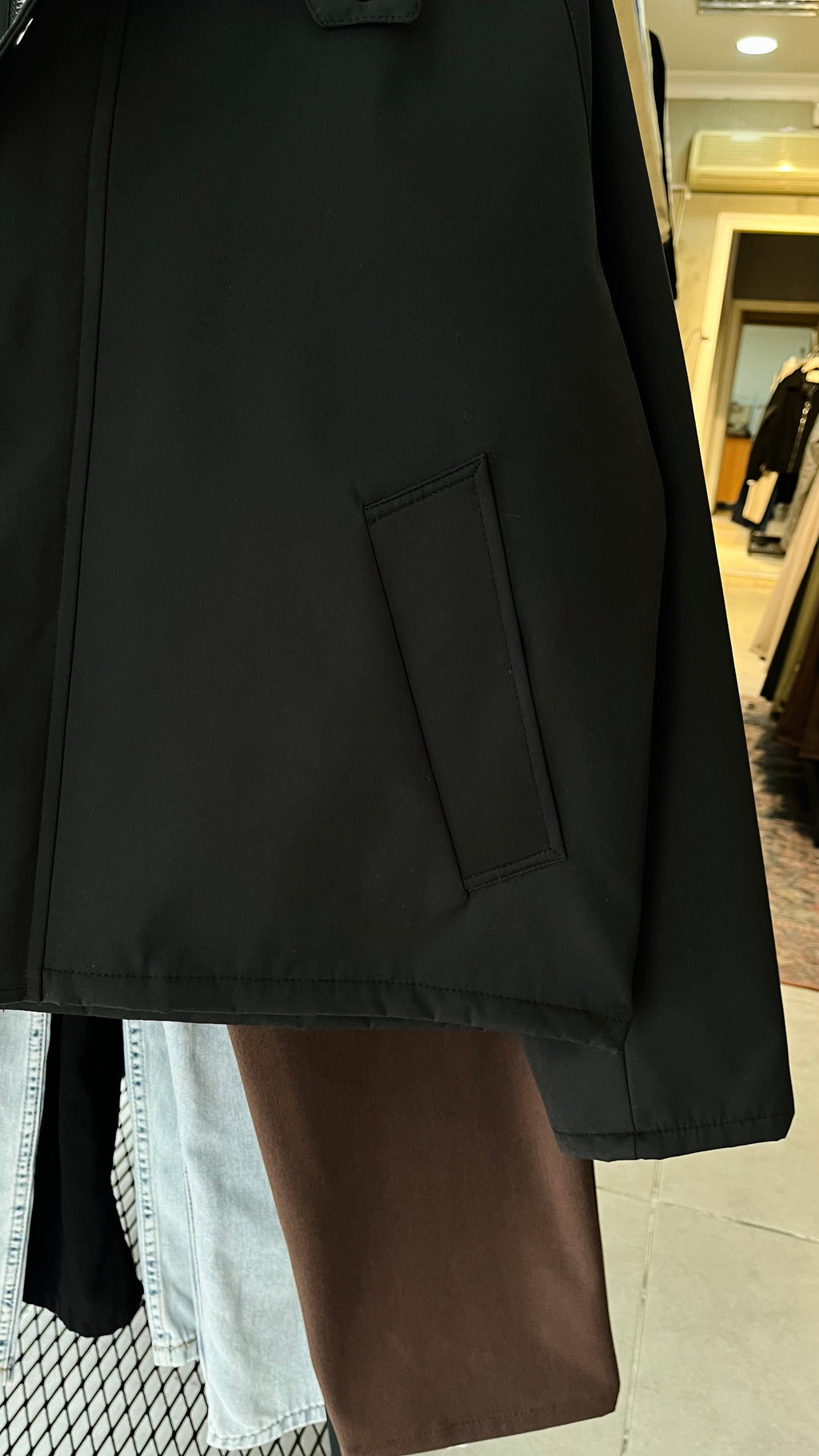 Yakası Kahverengi Kadife Premium Siyah Mont 2052