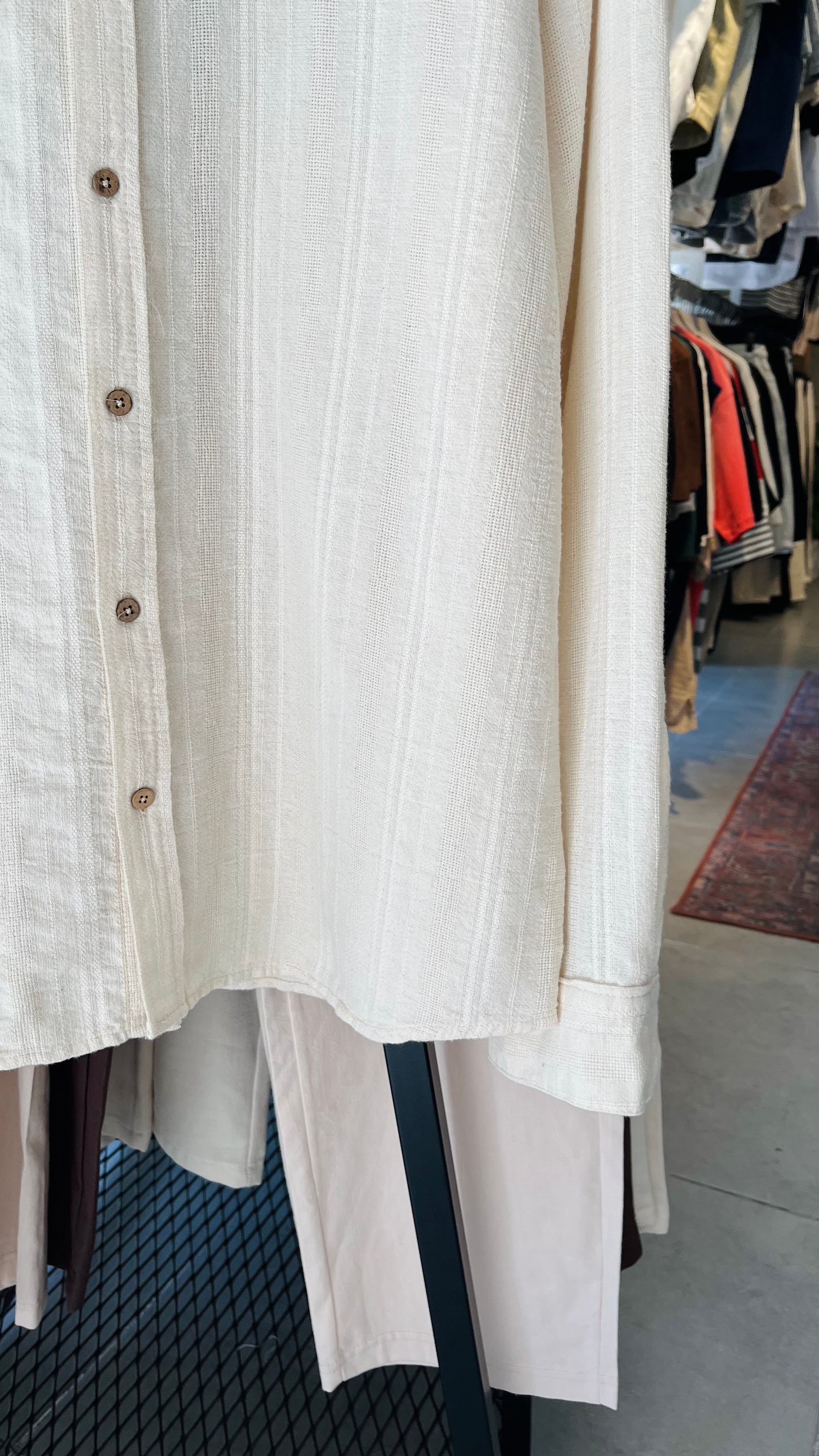 Oversize Bej Uzun Kollu Gömlek - Bej 5415