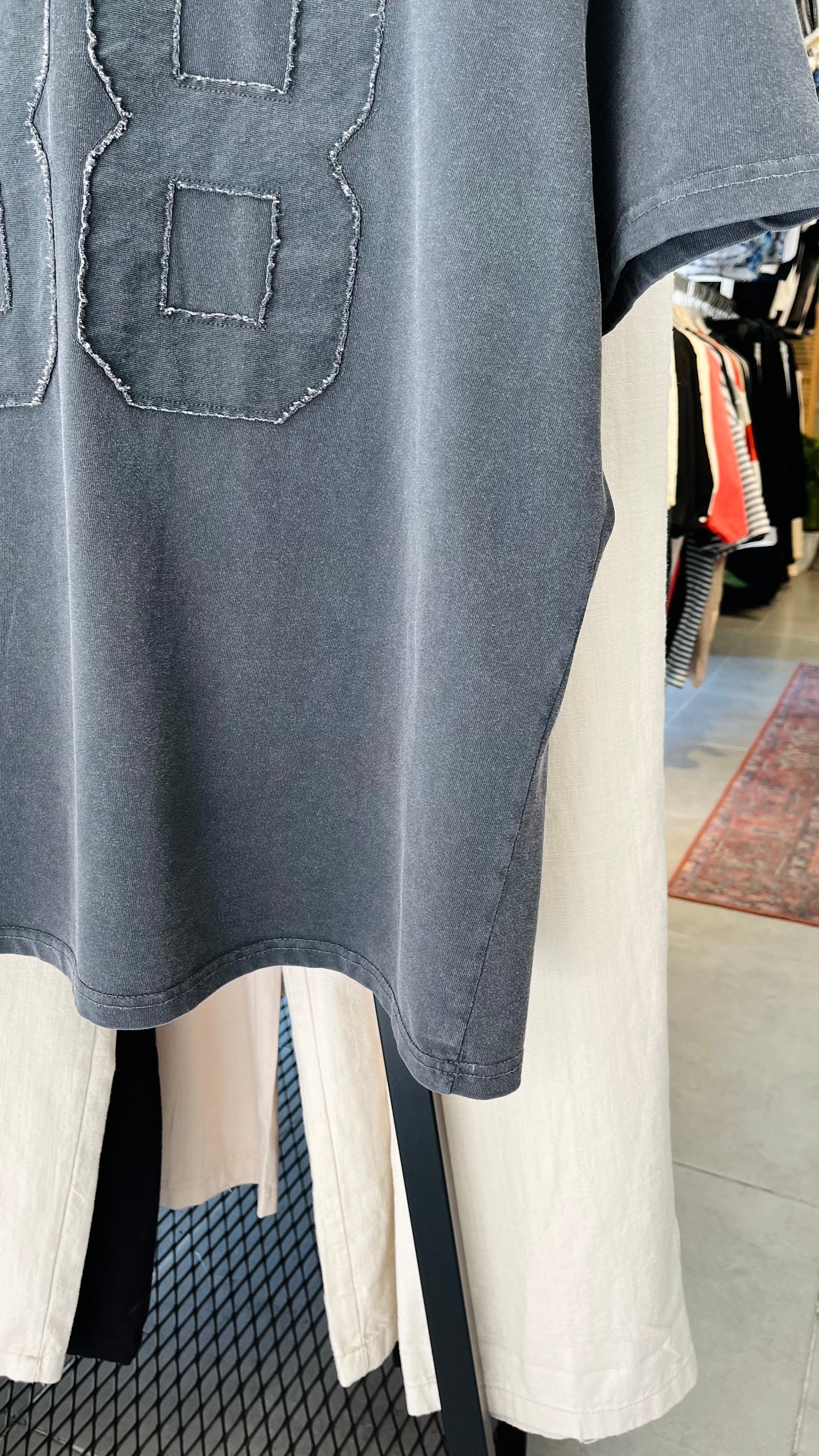 Oversize Siyah 88 Patchli Yıkamalı Tshirt – Siyah 9306