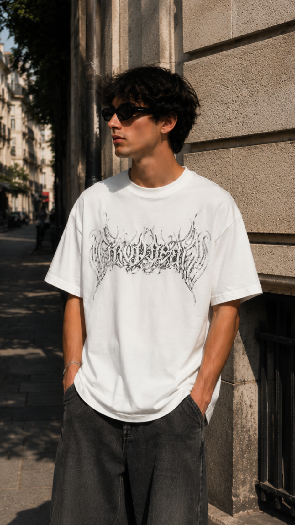 Oversize Beyaz Baskılı Tshirt 9415