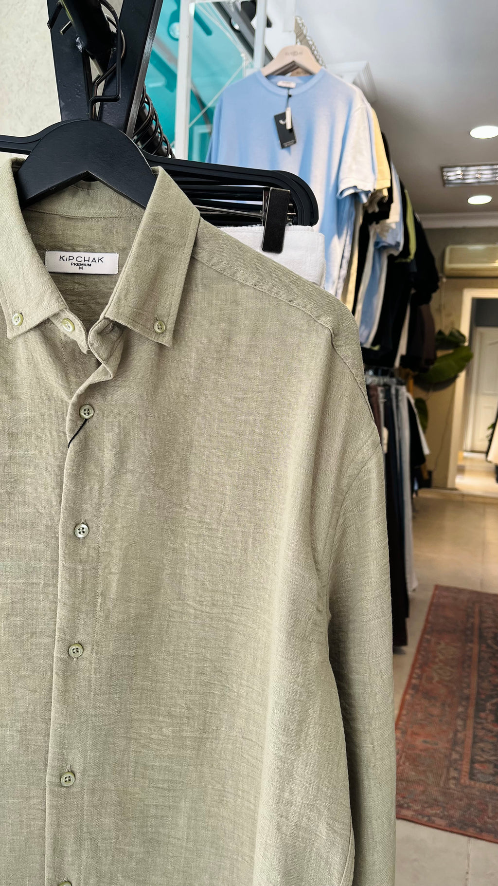 Oversize Haki Uzun Kollu Gömlek 5453