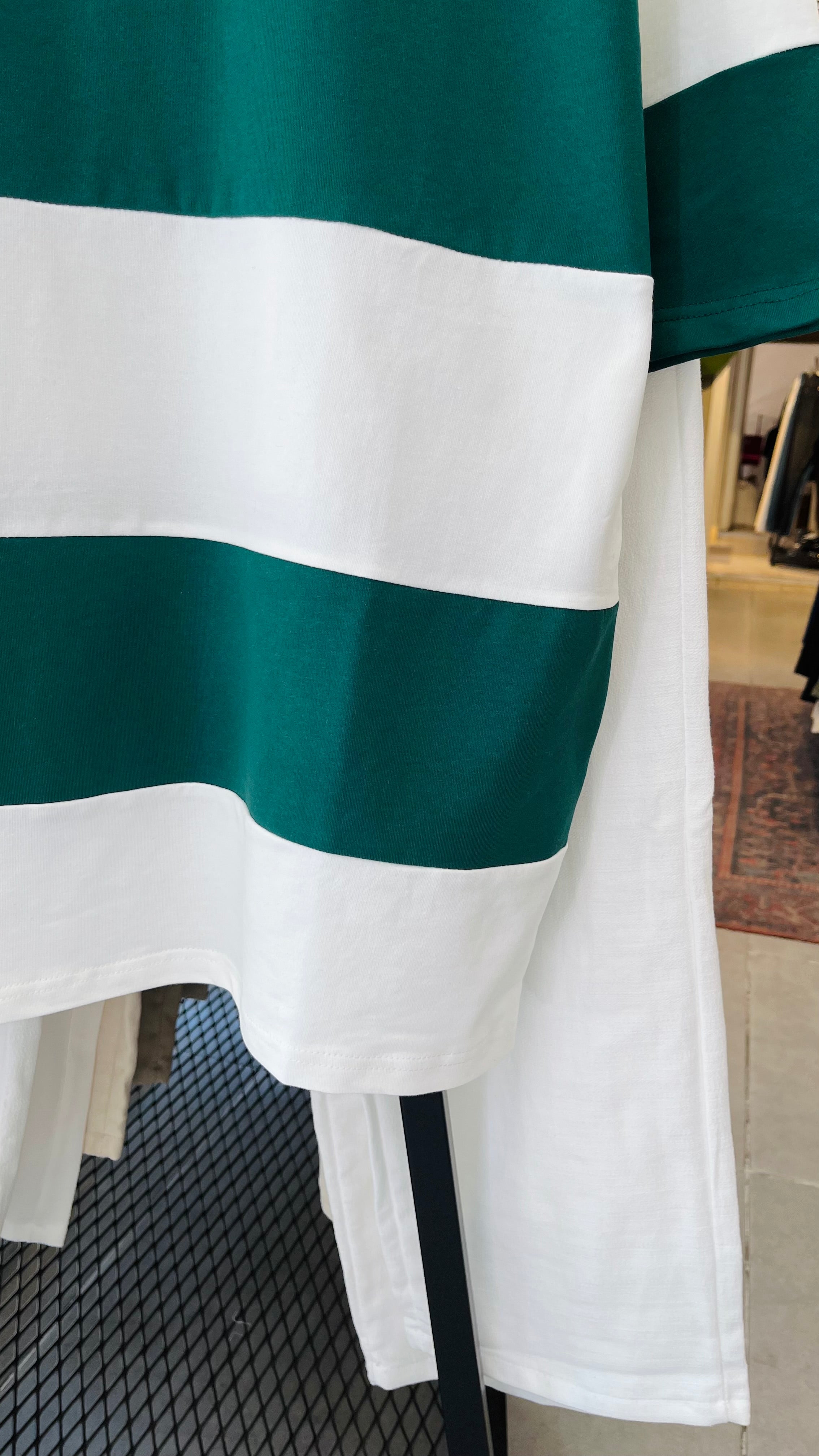 Oversize Yeşil Beyaz Parçalı Yakalı Tshirt – Yeşil 9344