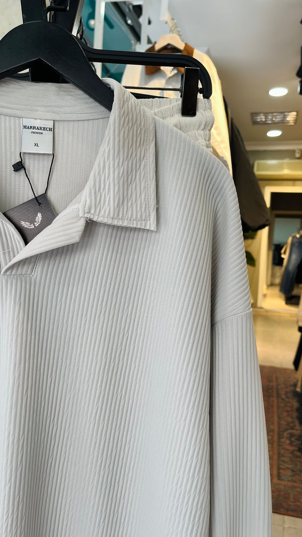 Oversize Gri Yakalı Sweatshirt 5002