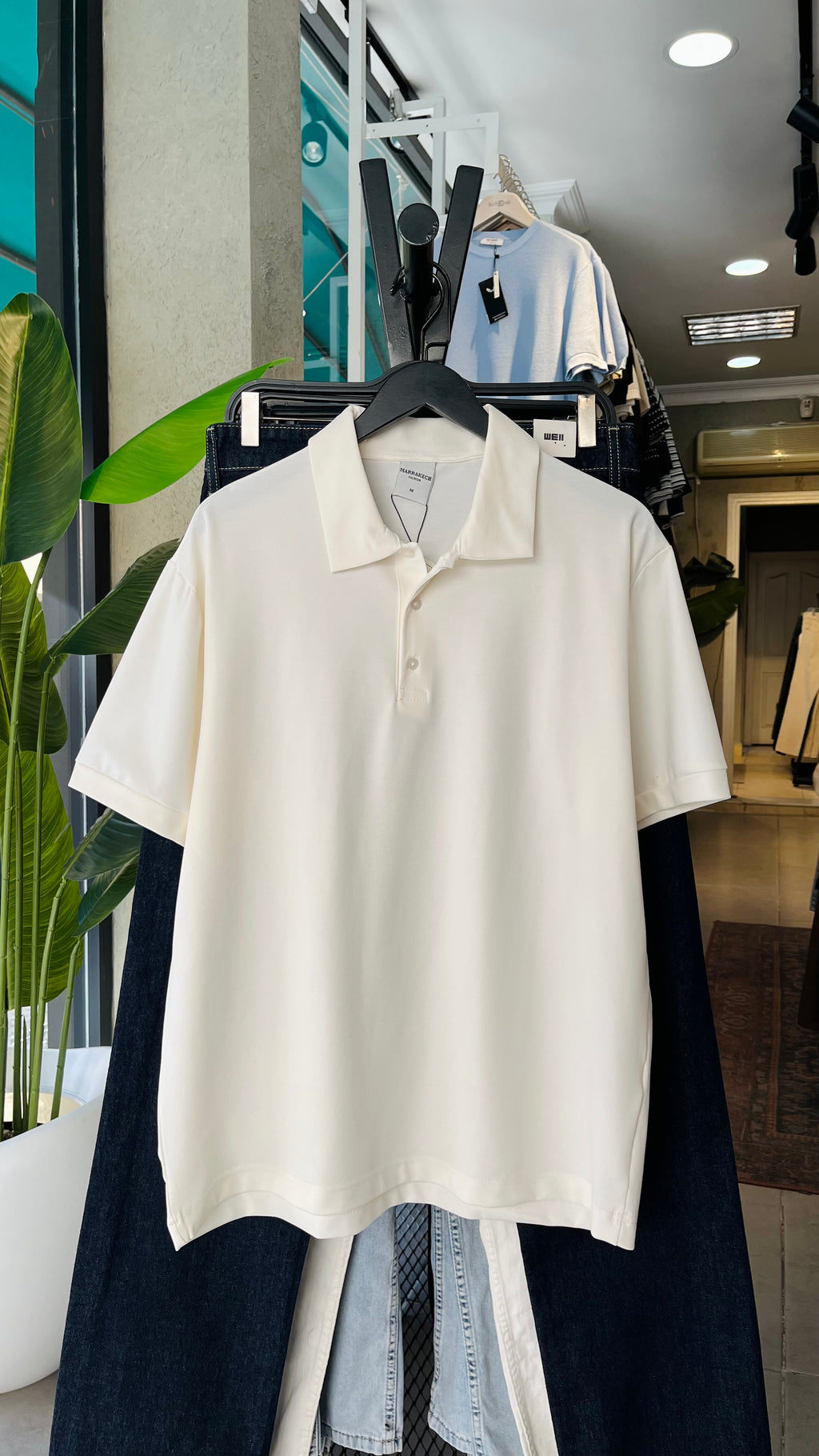 Rahat Kalıp Beyaz Yakalı Tshirt 9388