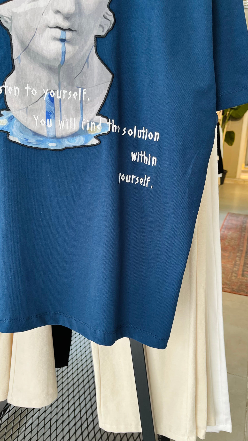 Oversize Lacivert Yourself Sırt Nakışlı Tshirt – Lacivert 9319
