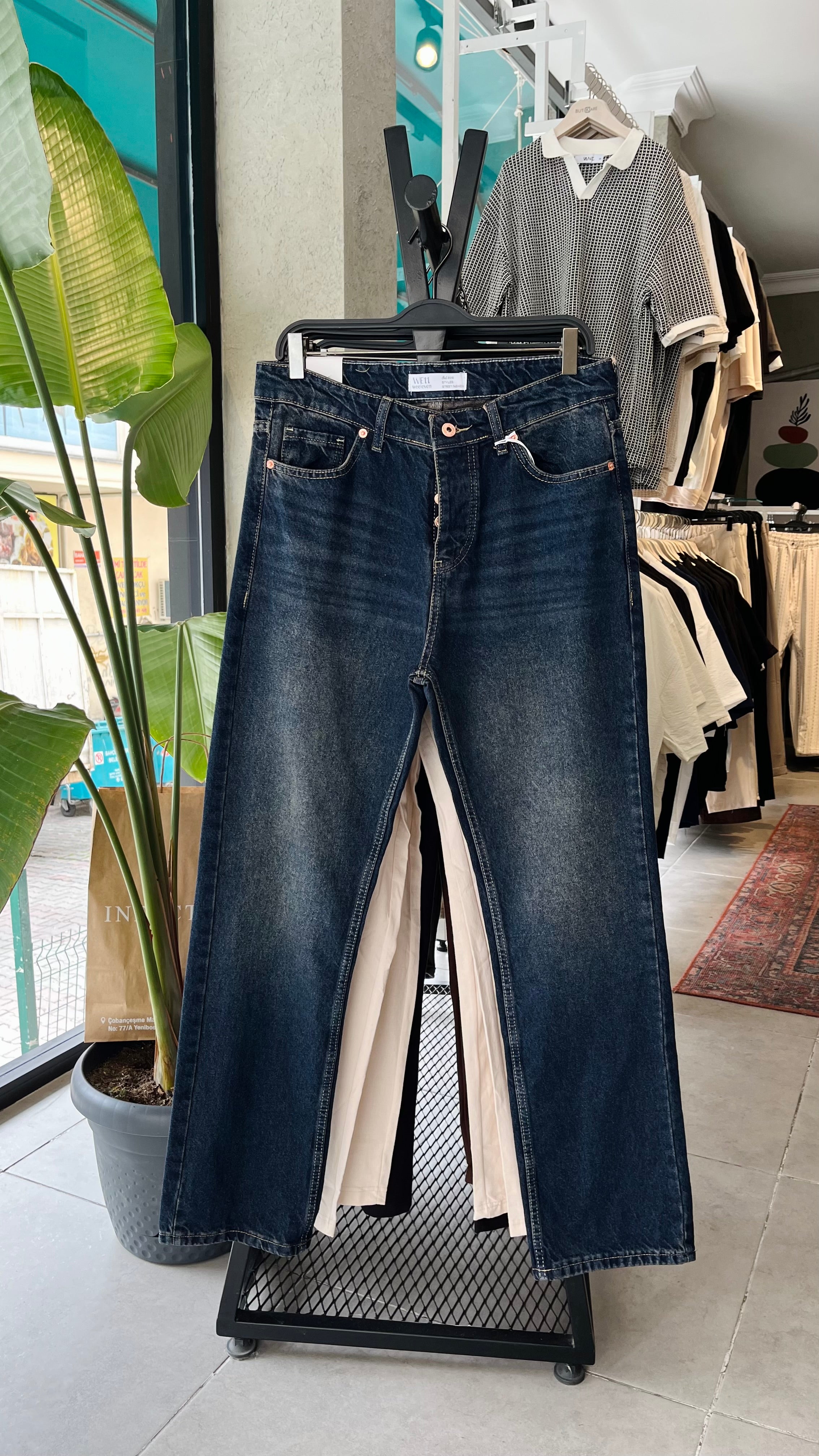 Baggy Koyu Lacivert Yıkamalı Jean 3293