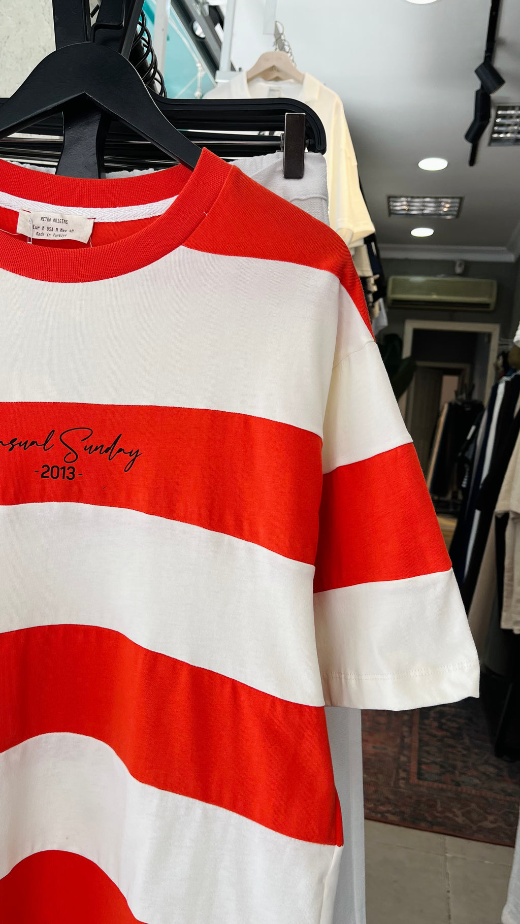 Oversize Turuncu Bej Yatay Parçalı Tshirt – Turuncu 9331