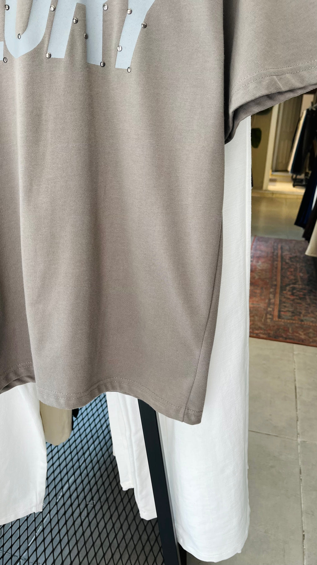 Oversize Gri Glory Taş Başkılı Tshirt – Gri 9337