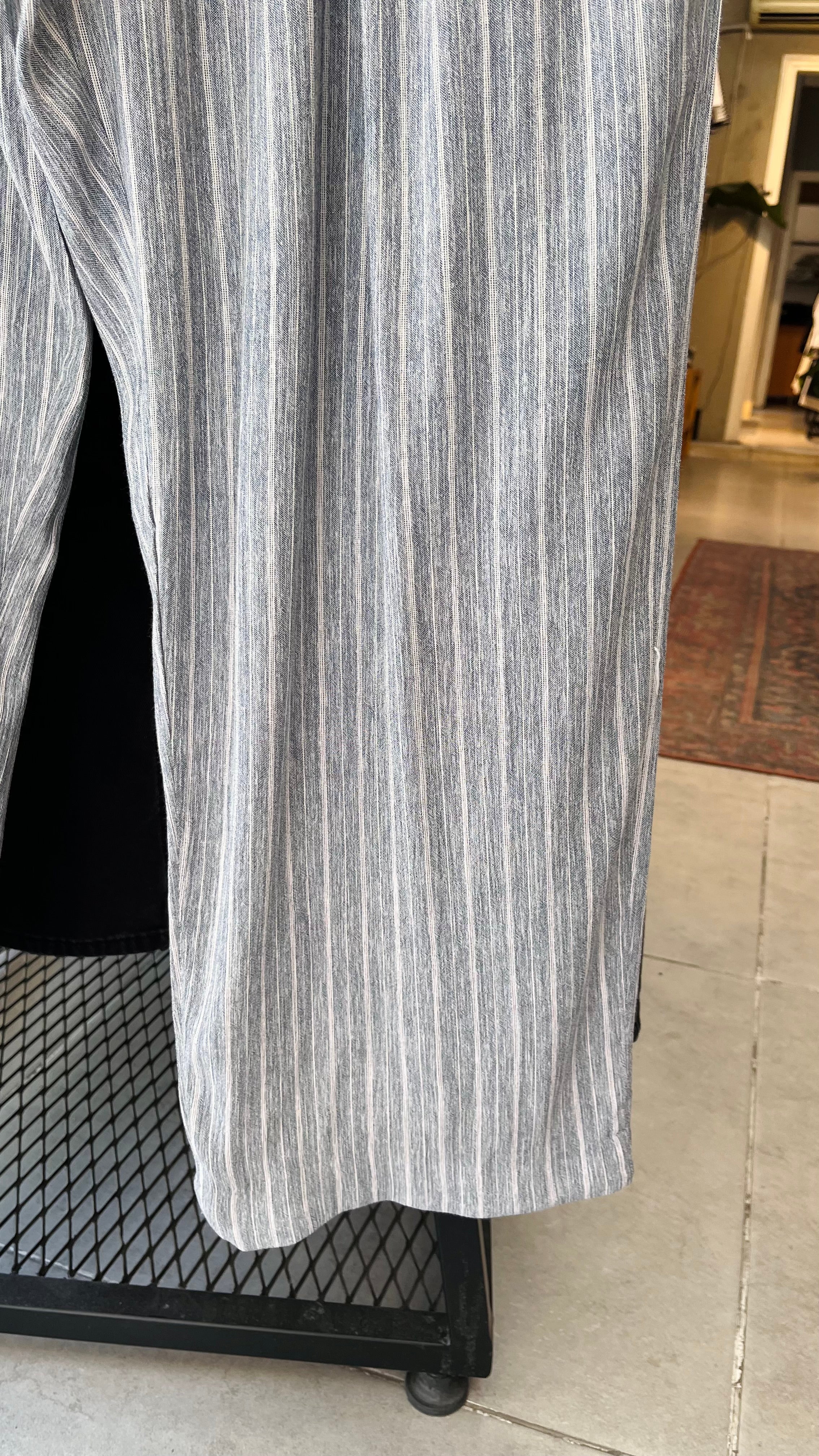 Baggy Ekstra Bol Açık Mavi ve Beyaz Çizgili İnce Pantolon 6231