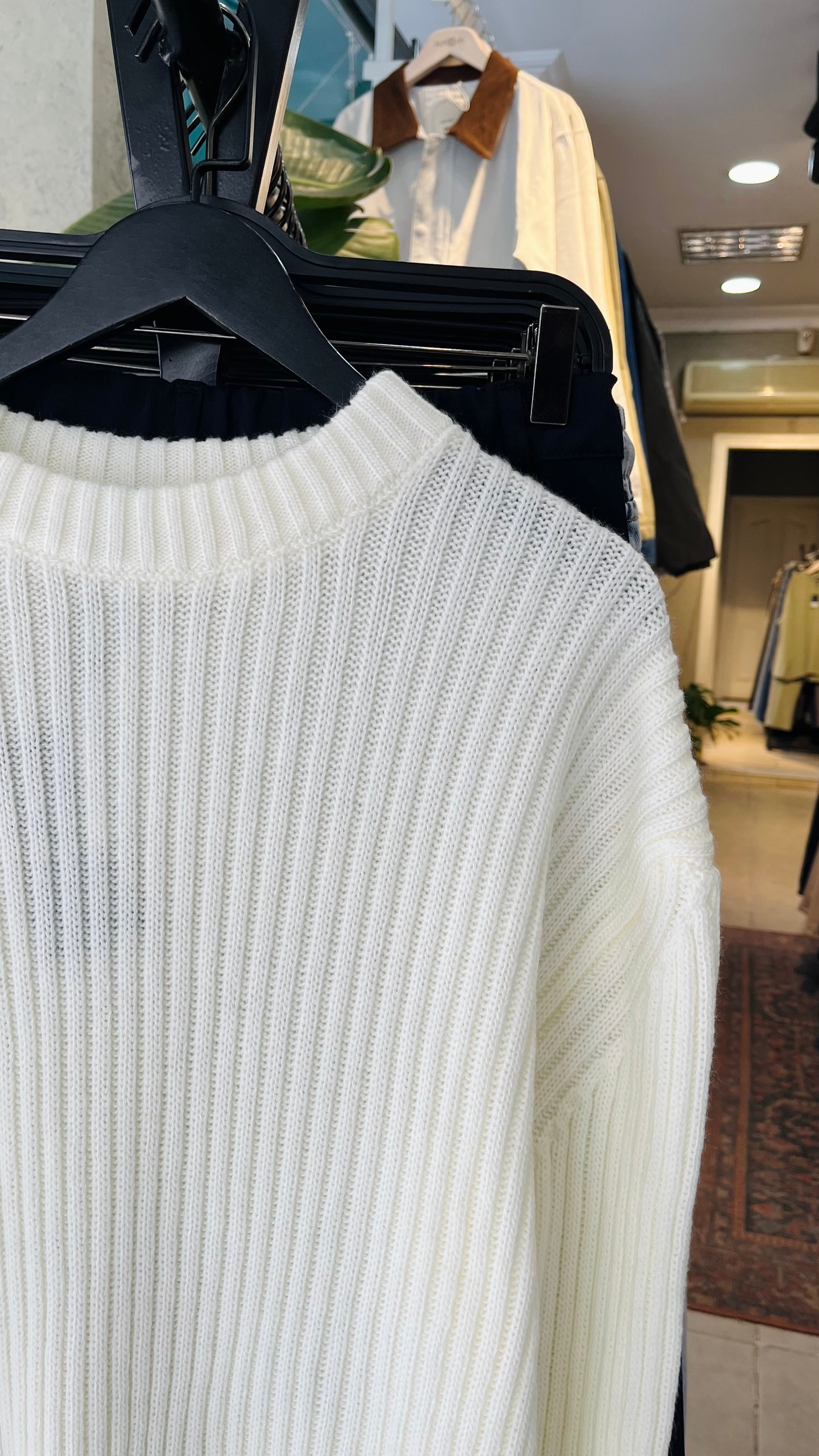 Oversize Beyaz Triko Kazak 7051