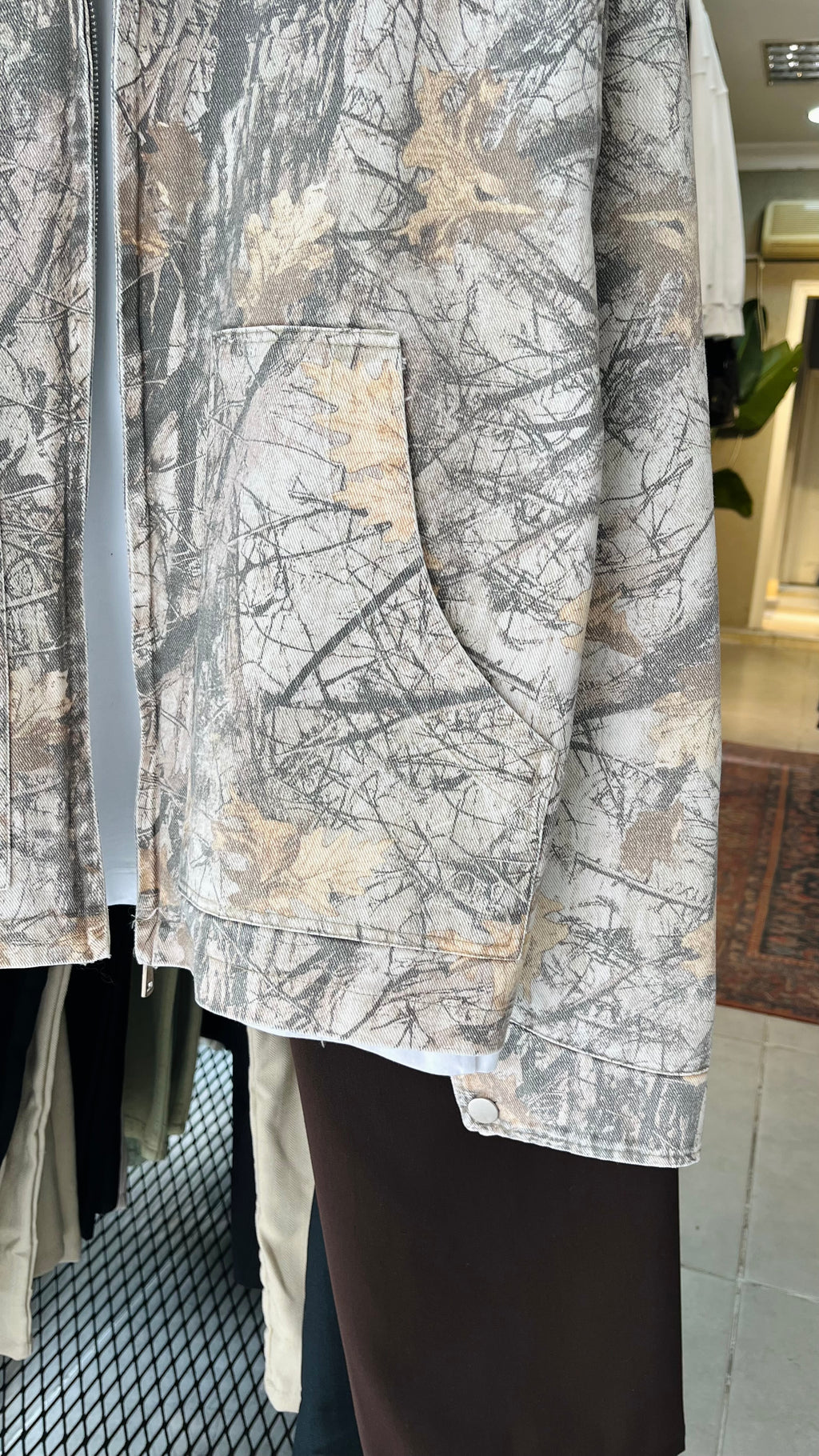 Desenli Yakası Kahverengi Gabardin Ceket 2038