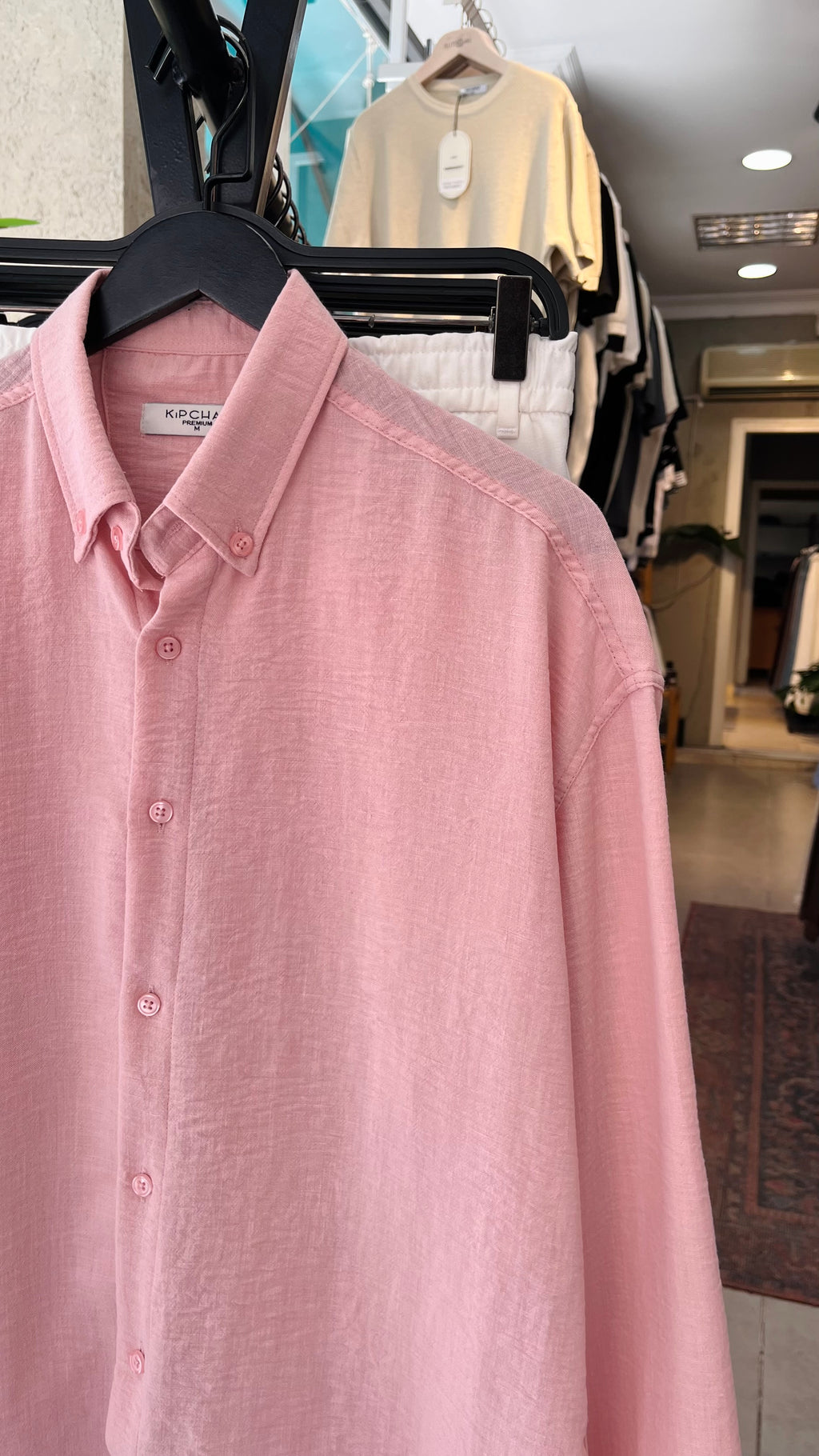 Oversize Açık Pembe Uzun Kollu Gömlek 5504