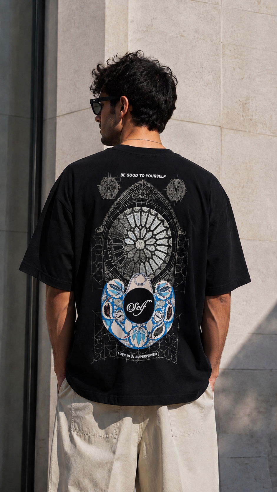 Oversize Beyaz Sırt Baskılı Tshirt 9424