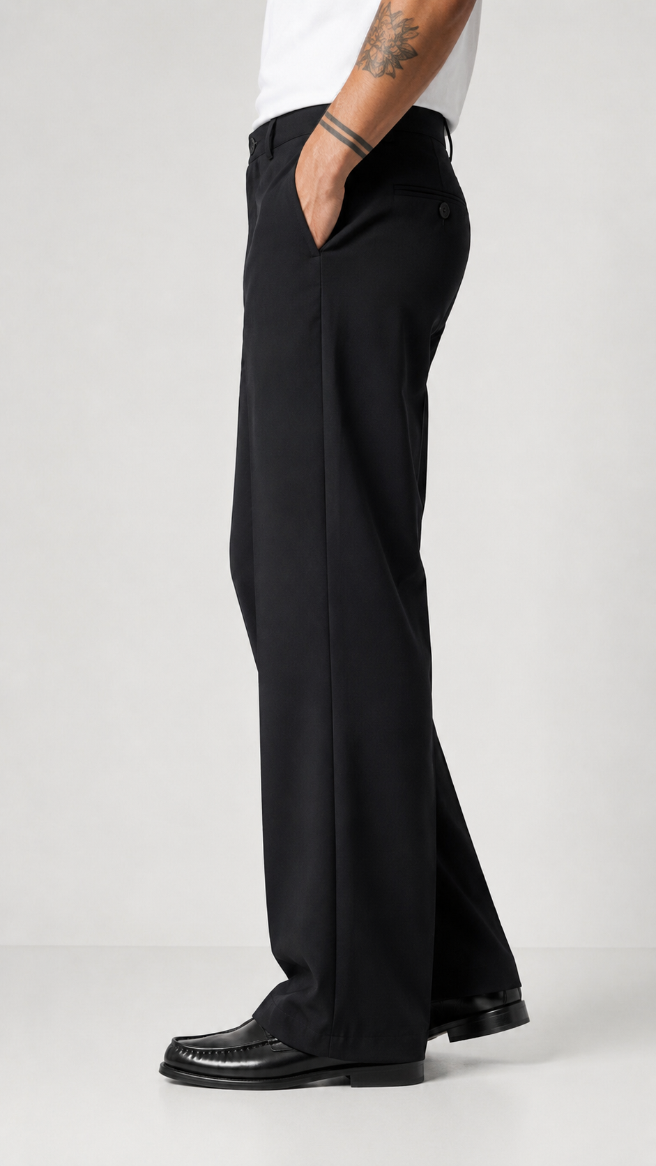 Baggy Paçaları Bol Premium Siyah Kumaş Pantolon 6235