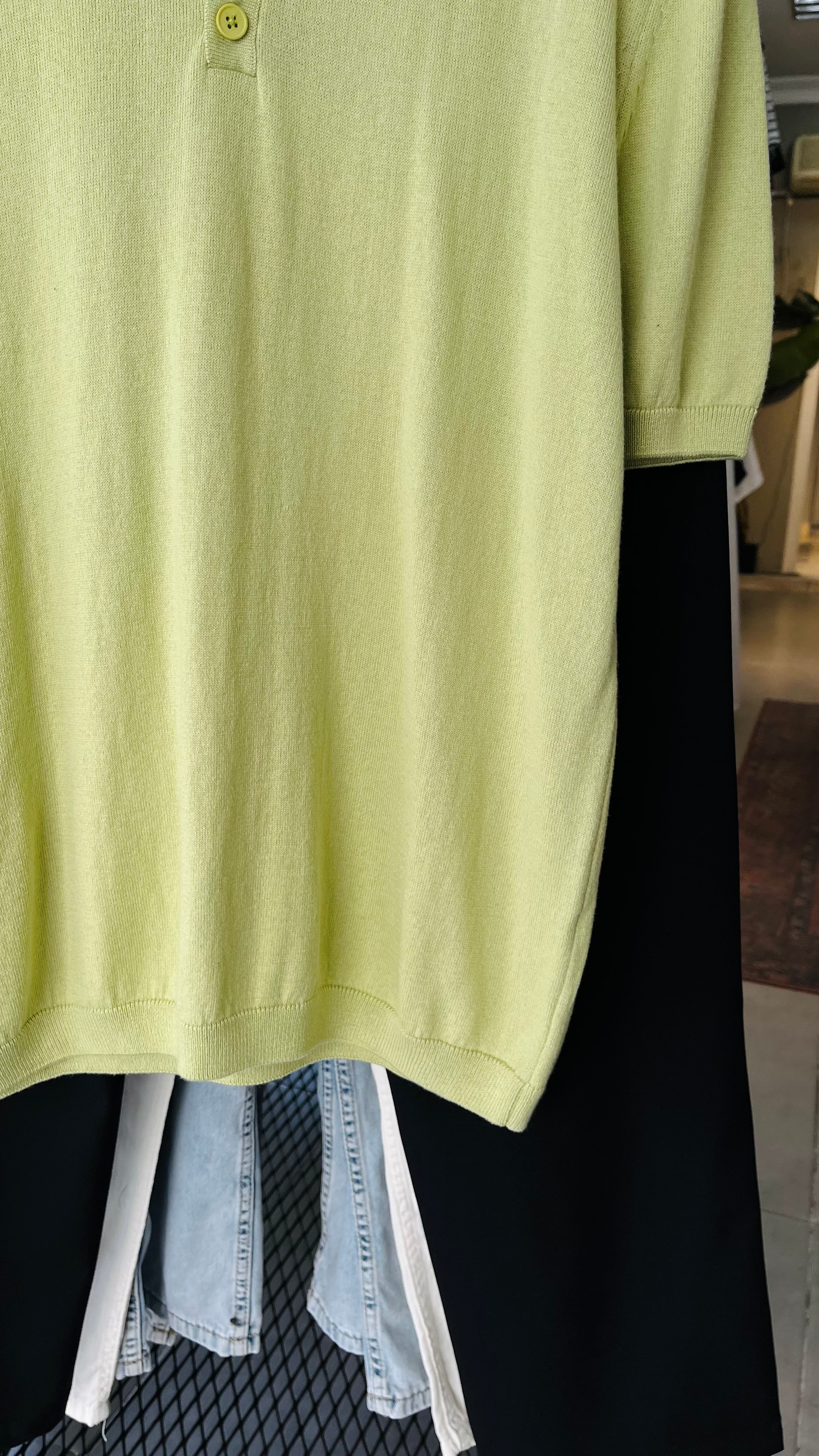 Yarım Patlı Çağla Yeşili Triko Tshirt 9377