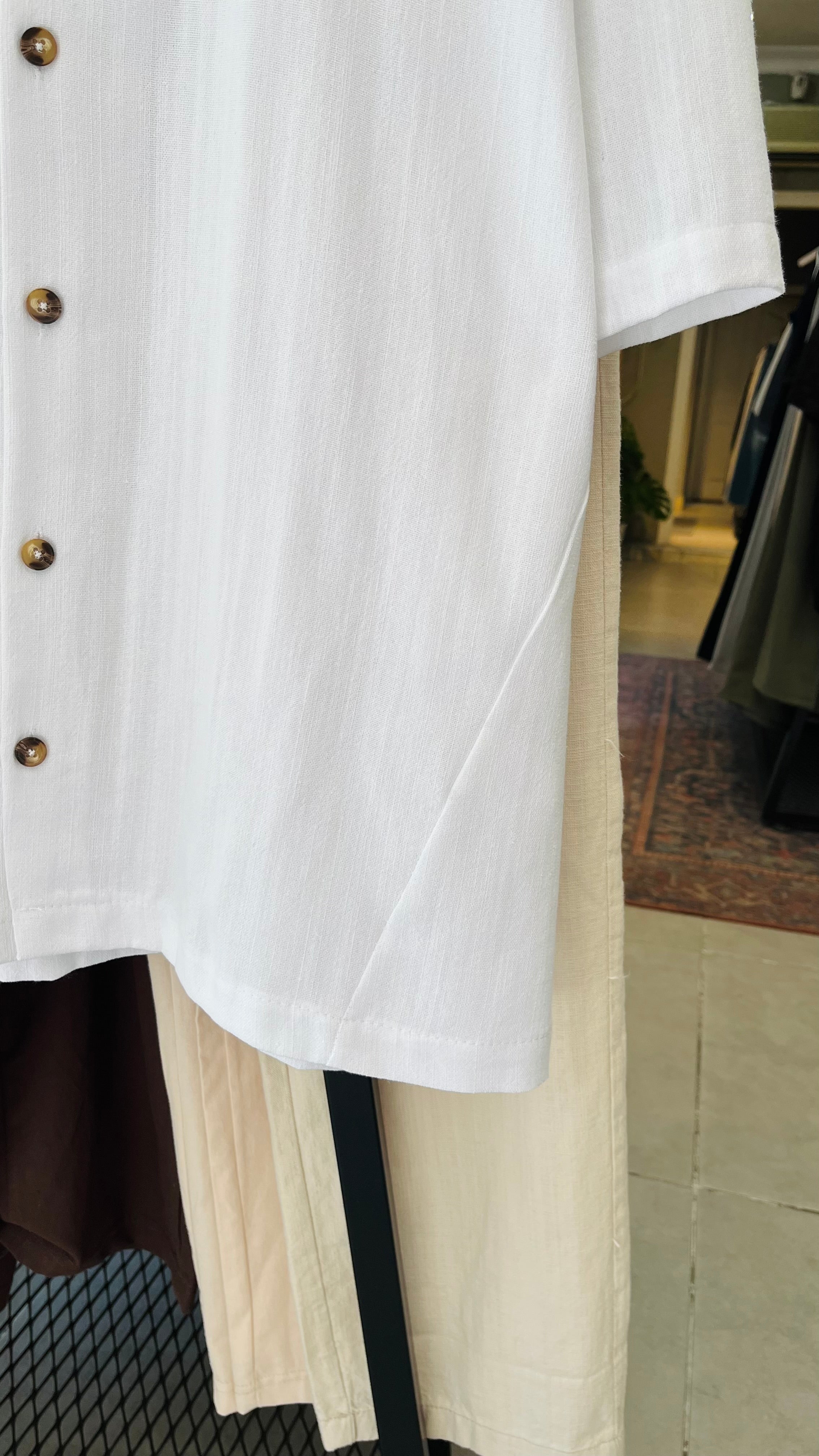 Oversize Apaş Yaka Kısa Kollu Gömlek - Beyaz 5406