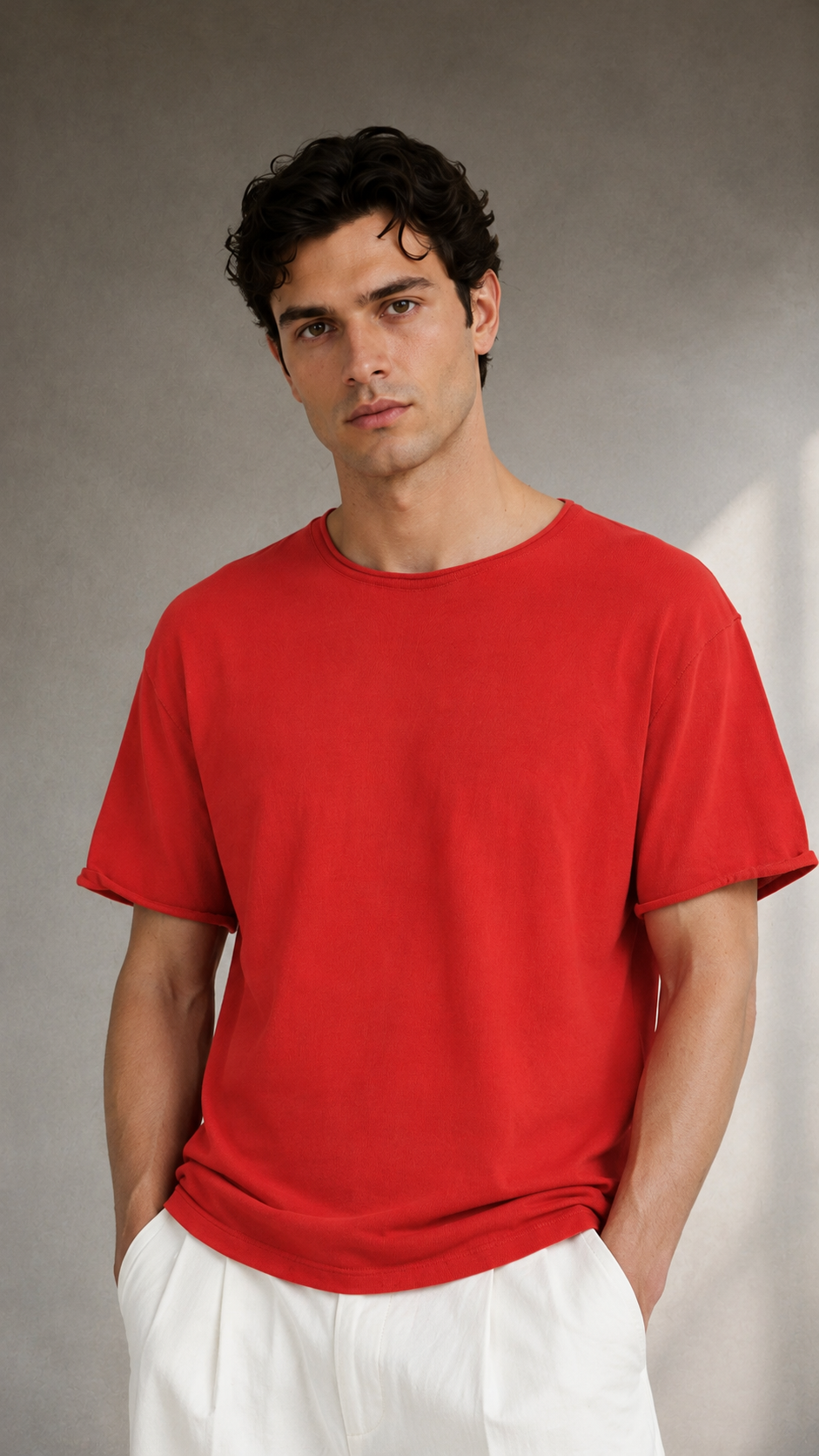 Oversize Kırmızı Triko Tshirt 9451