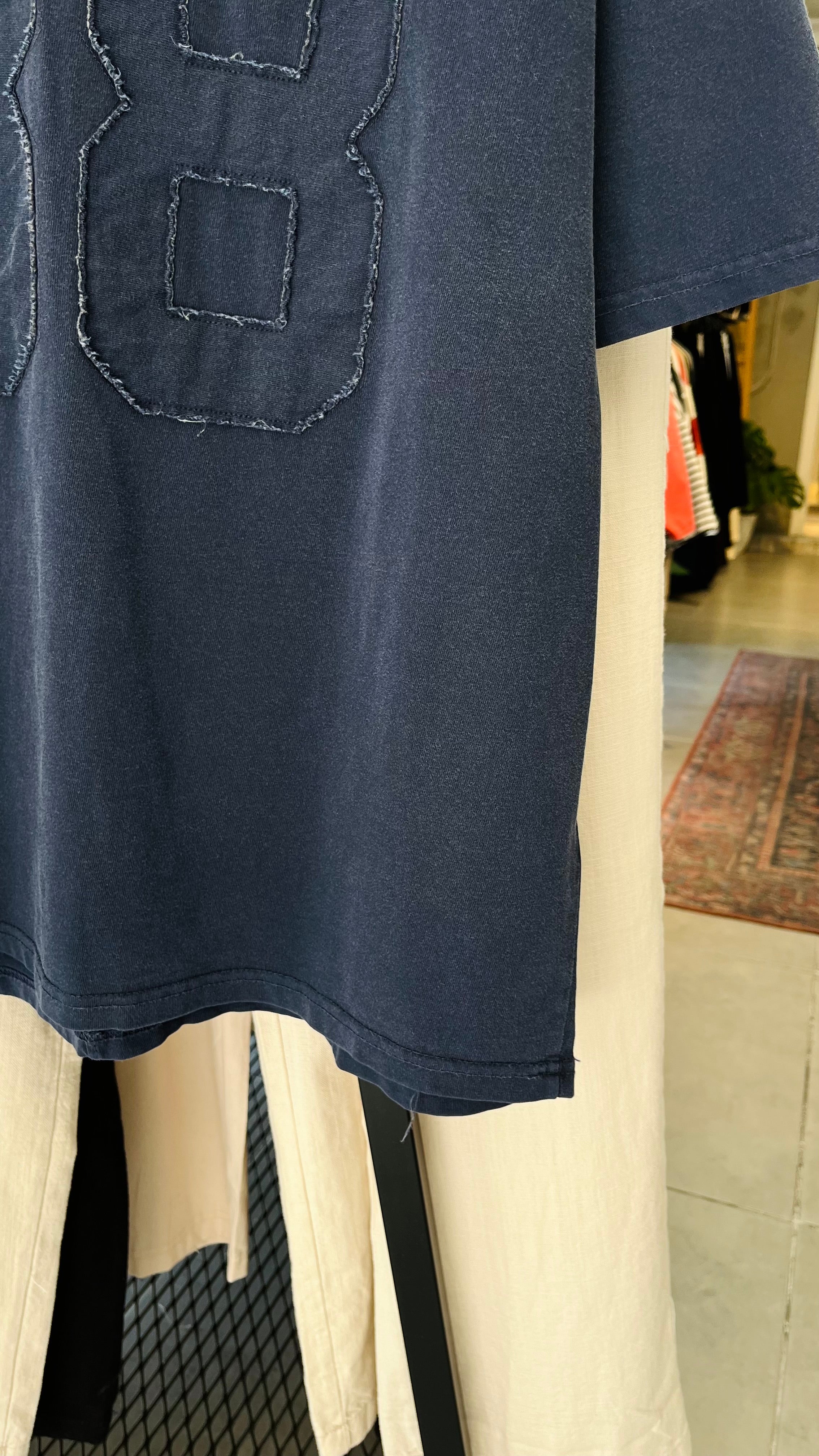 Oversize Lacivert 88 Patchli Yıkamalı Tshirt – Lacivert 9305