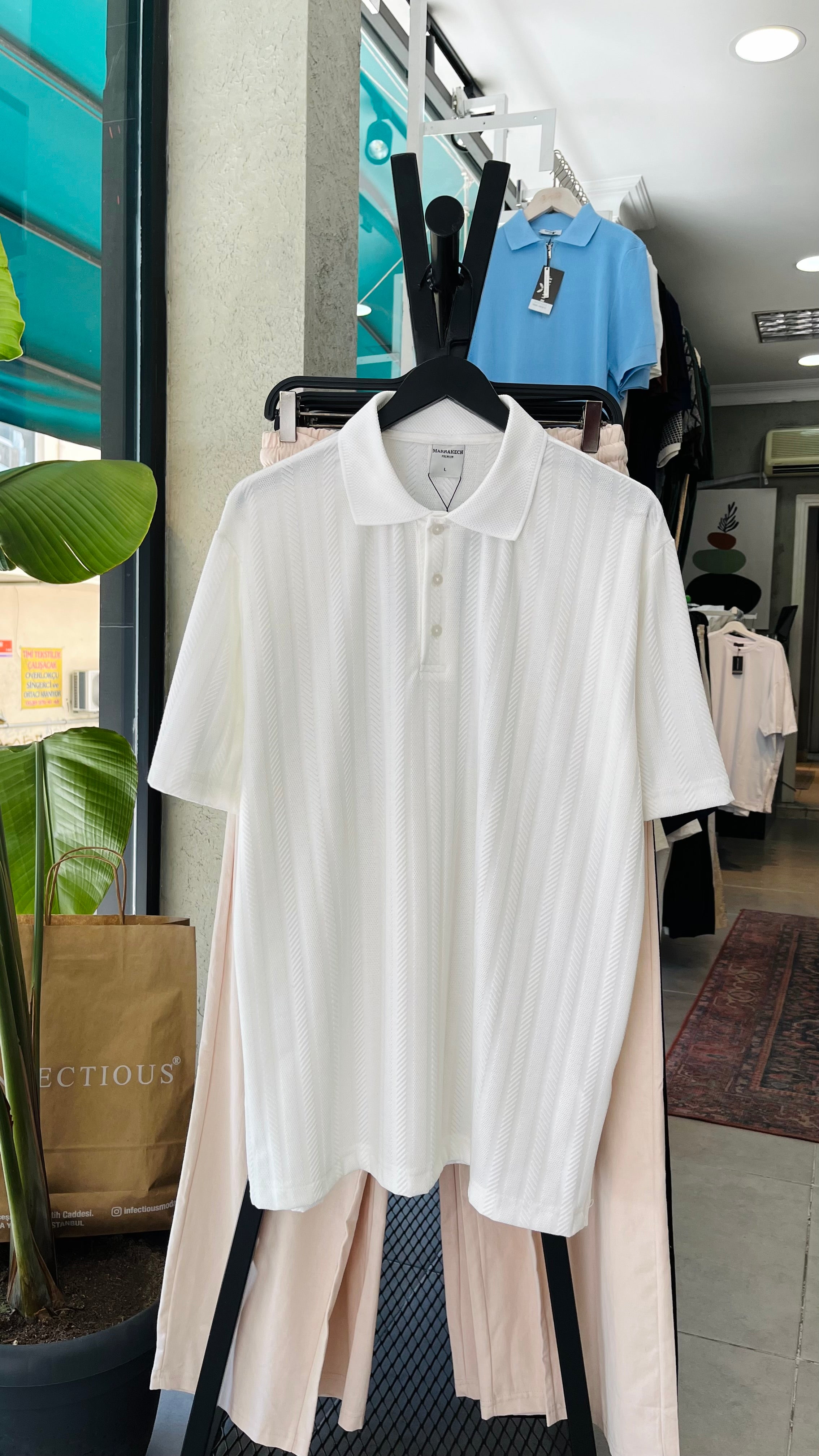 Oversize Beyaz Yakalı Tshirt – Beyaz 9323