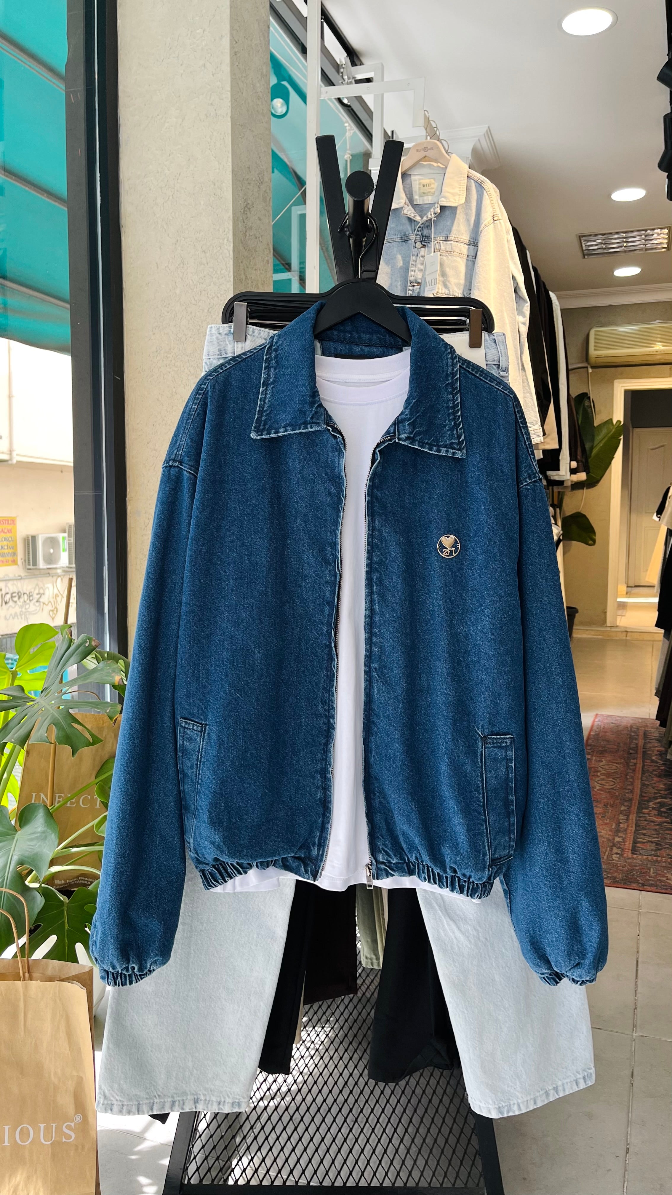 Oversize Beli Lastikli Mavi Kot Ceket 2027