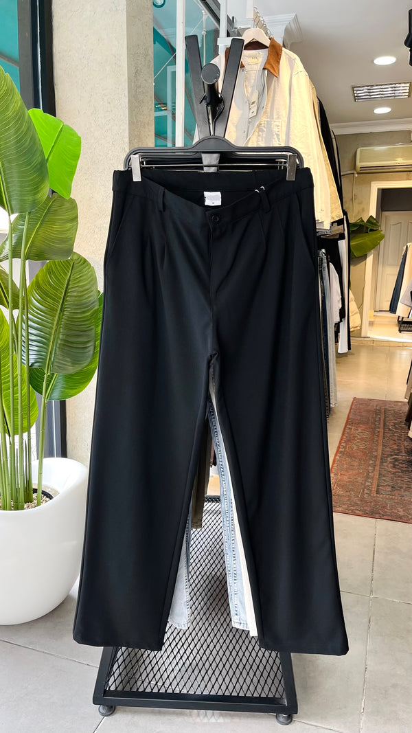 Baggy Siyah Kumaş Pantolon 6171