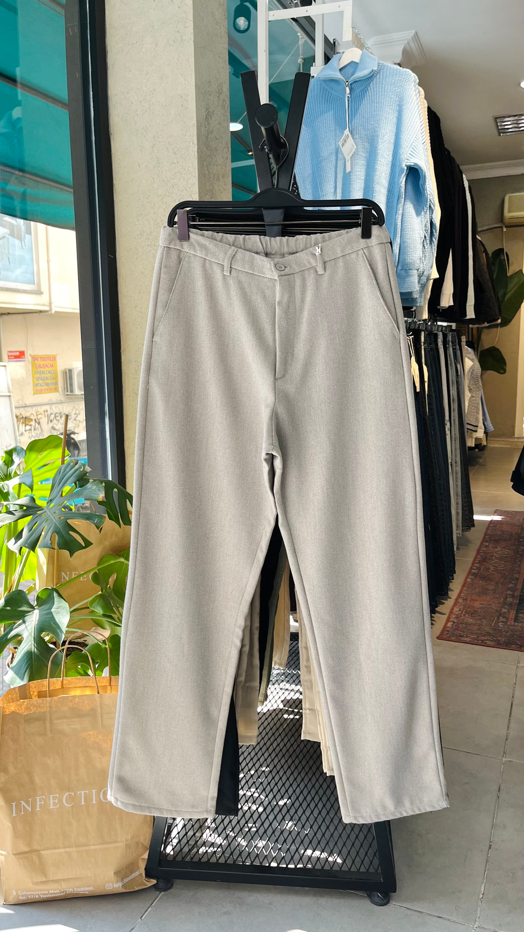 Baggy Taş Rengi Kalın Pantolon 6158