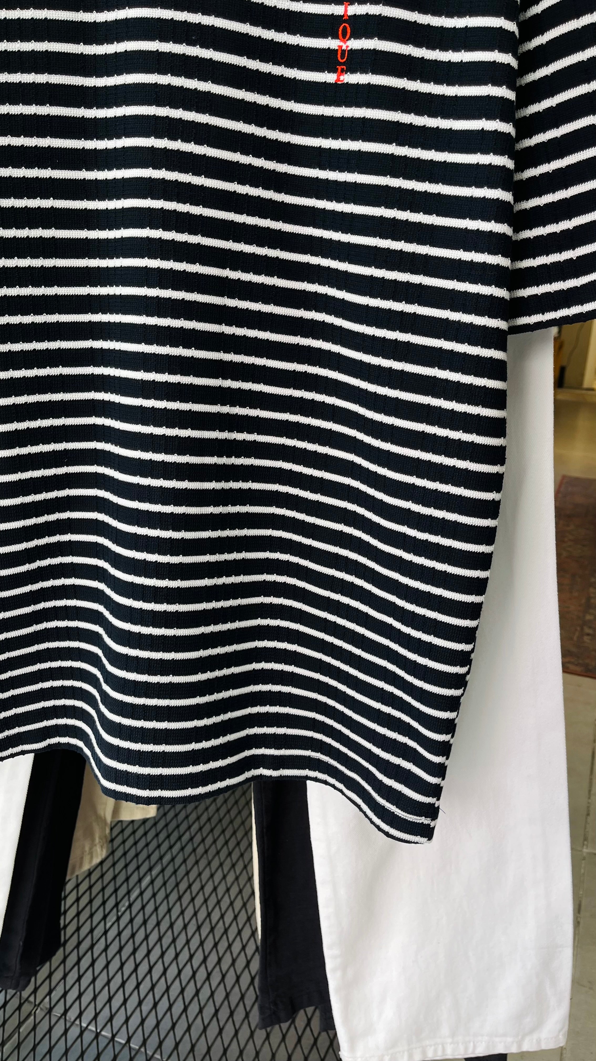 Oversize Lacivert Beyaz Çizgili Tshirt 9398