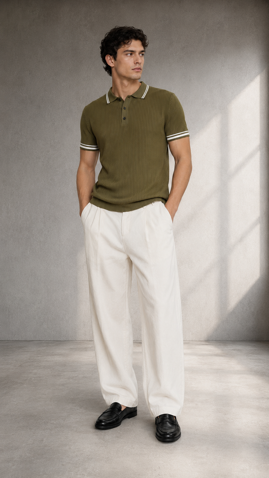 Yeşil Yakalı Triko Tshirt 9455