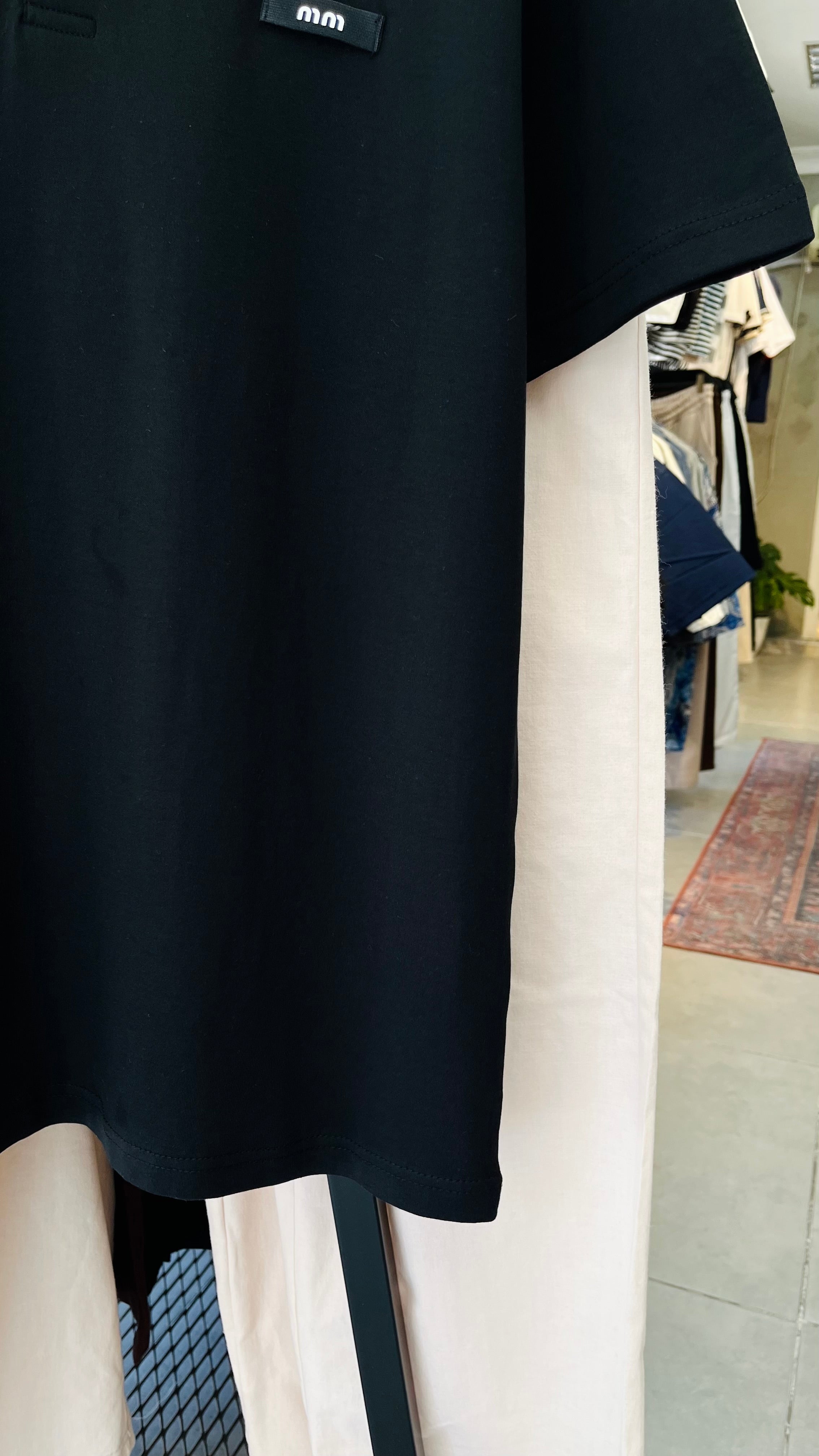Oversize Siyah mm Yakalı Tshirt – Siyah 9301