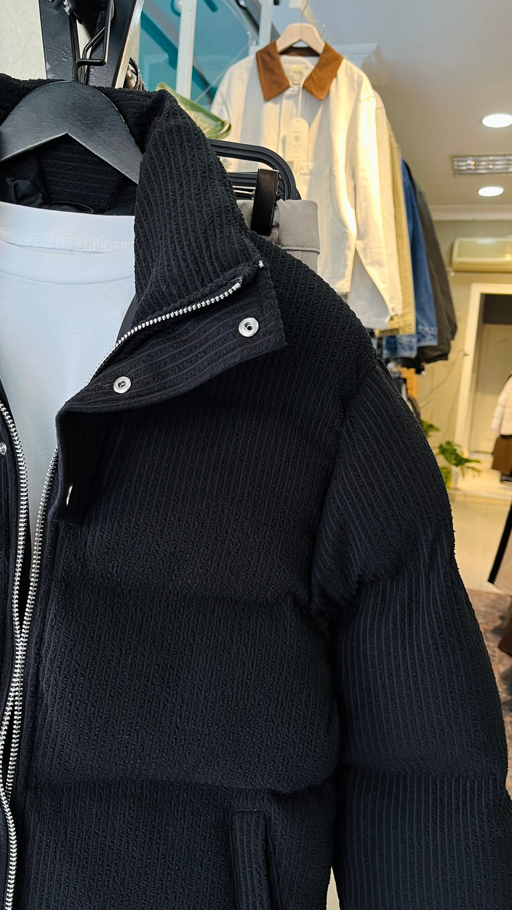 Fitilli Siyah Şişme Mont 2056