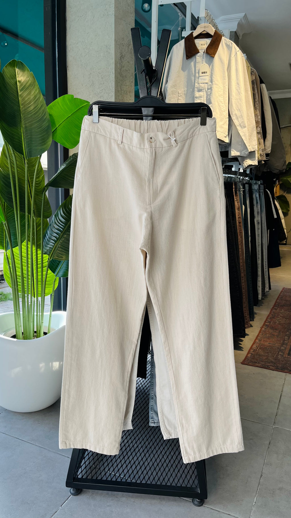 Erkek Baggy Keten Pantolon – Bej 6133