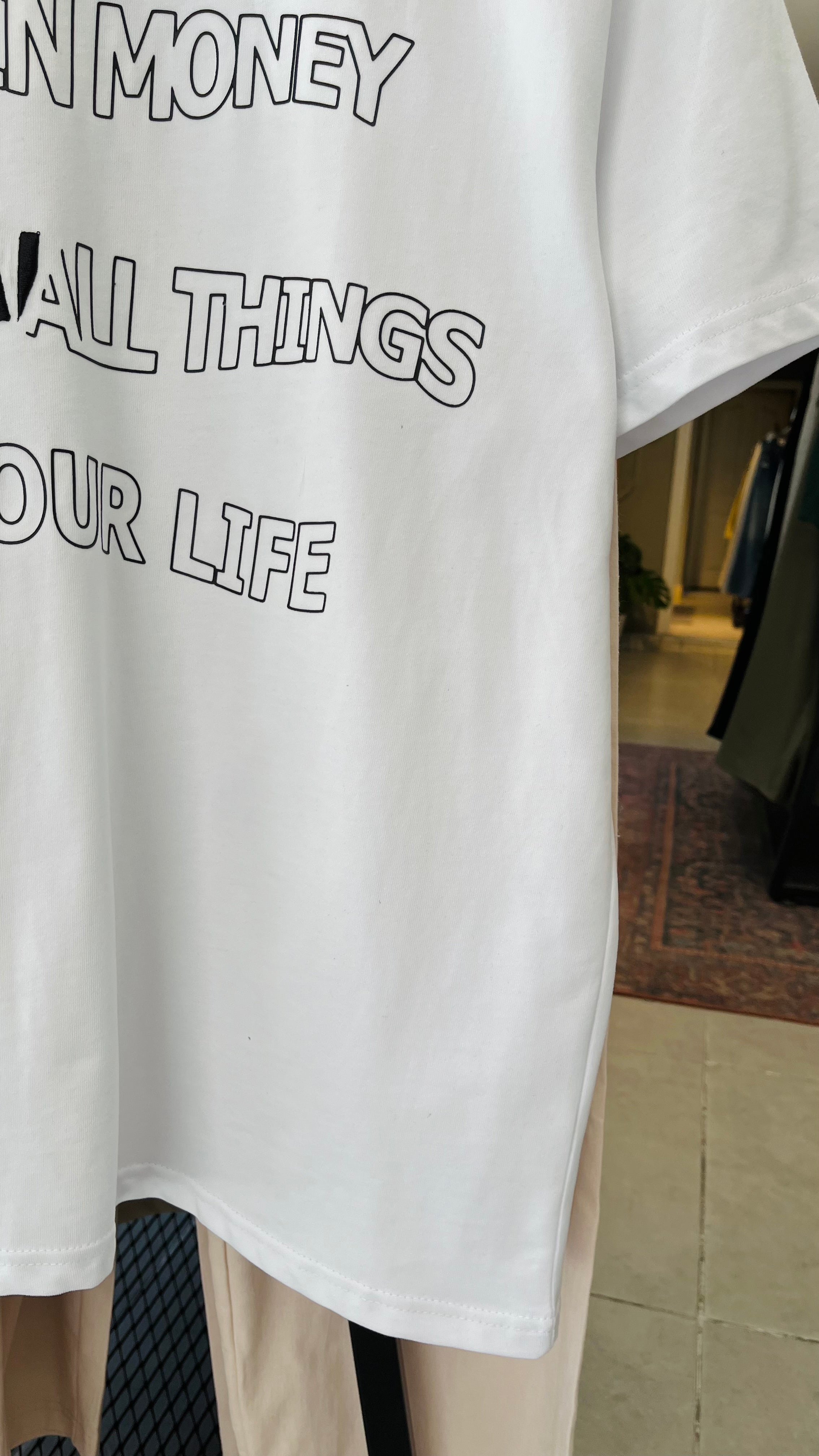 Oversize Beyaz Enjoy Nakış Detaylı Tshirt – Beyaz 9304