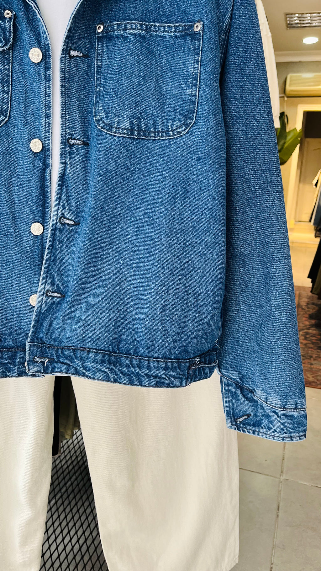 Yakası Bej Kot Ceket Mavi 2036