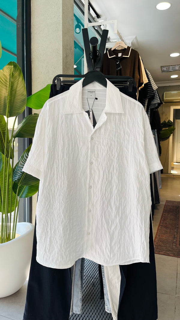 Oversize Beyaz Kısa Kollu Gömlek 5447
