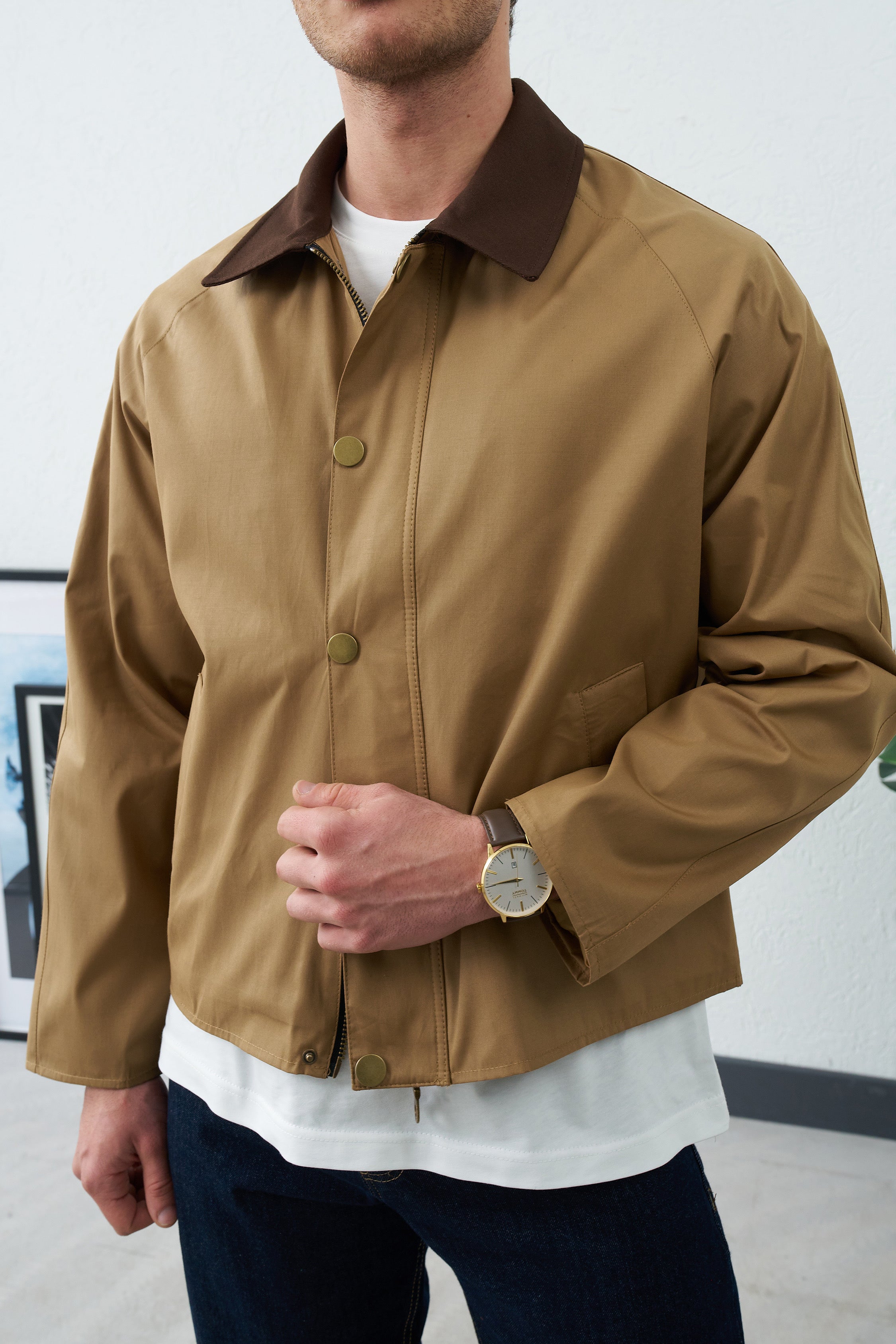 Bej Yaka Kahve Mevsimlik Ceket 2060