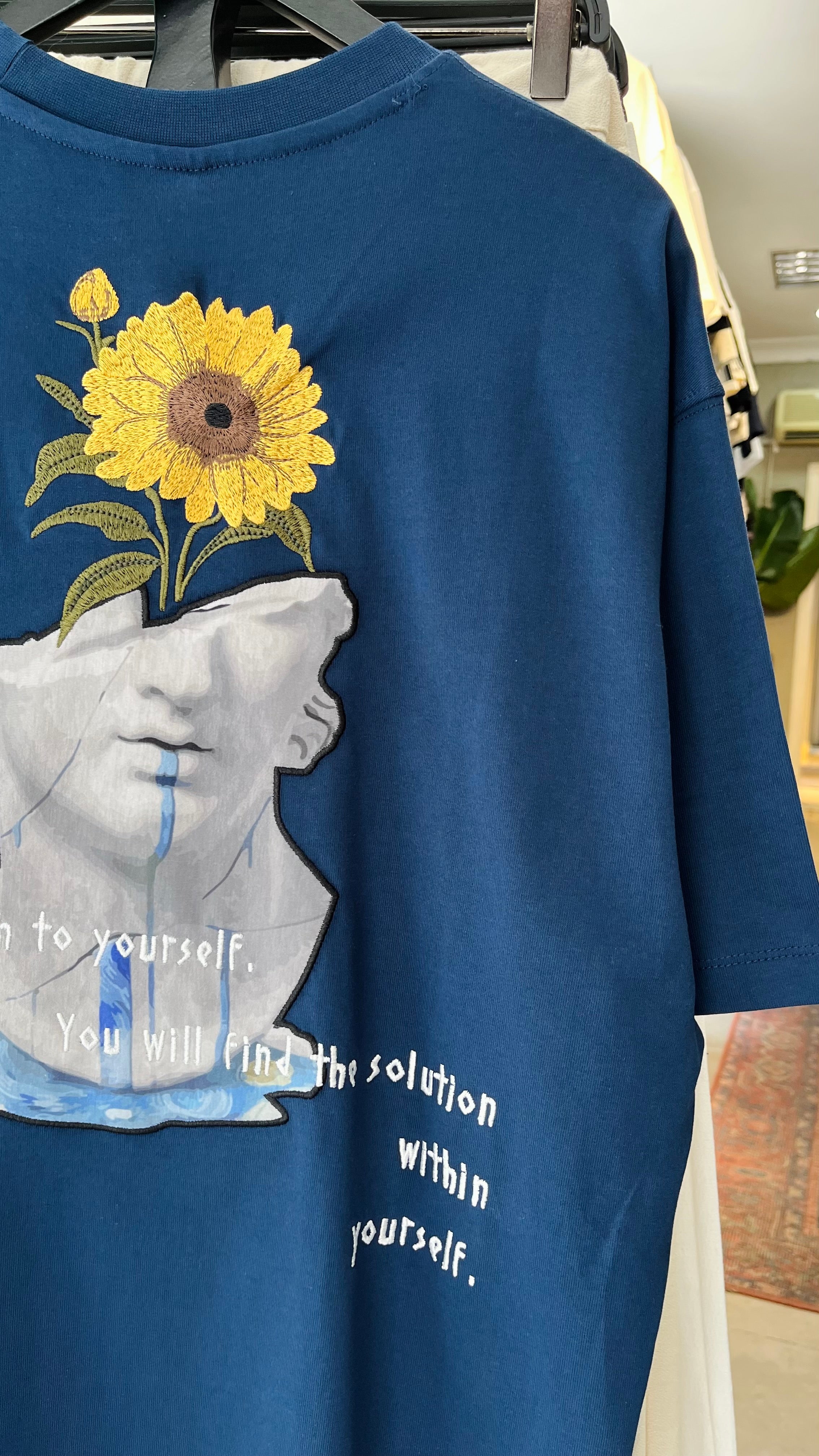 Oversize Lacivert Yourself Sırt Nakışlı Tshirt – Lacivert 9319