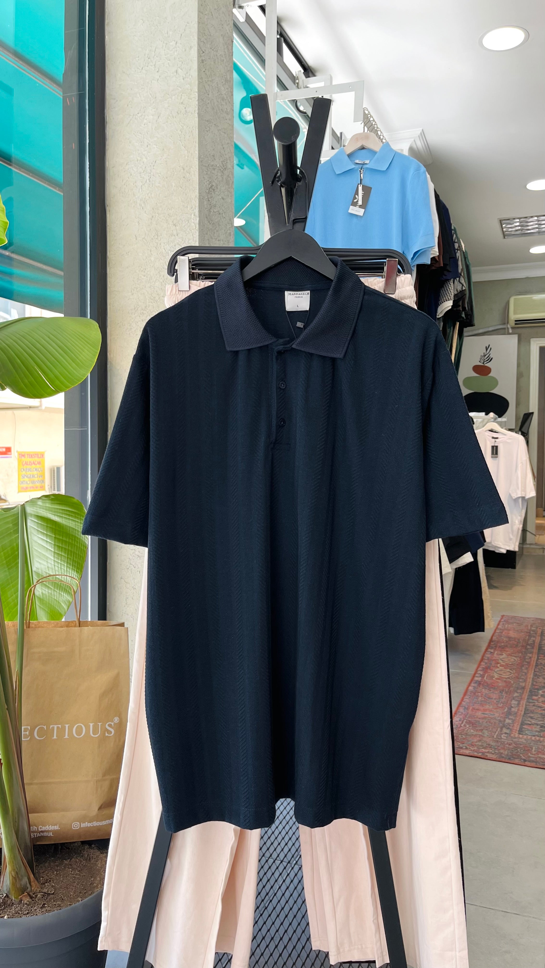 Oversize Lacivert Yakalı Tshirt – Lacivert 9322