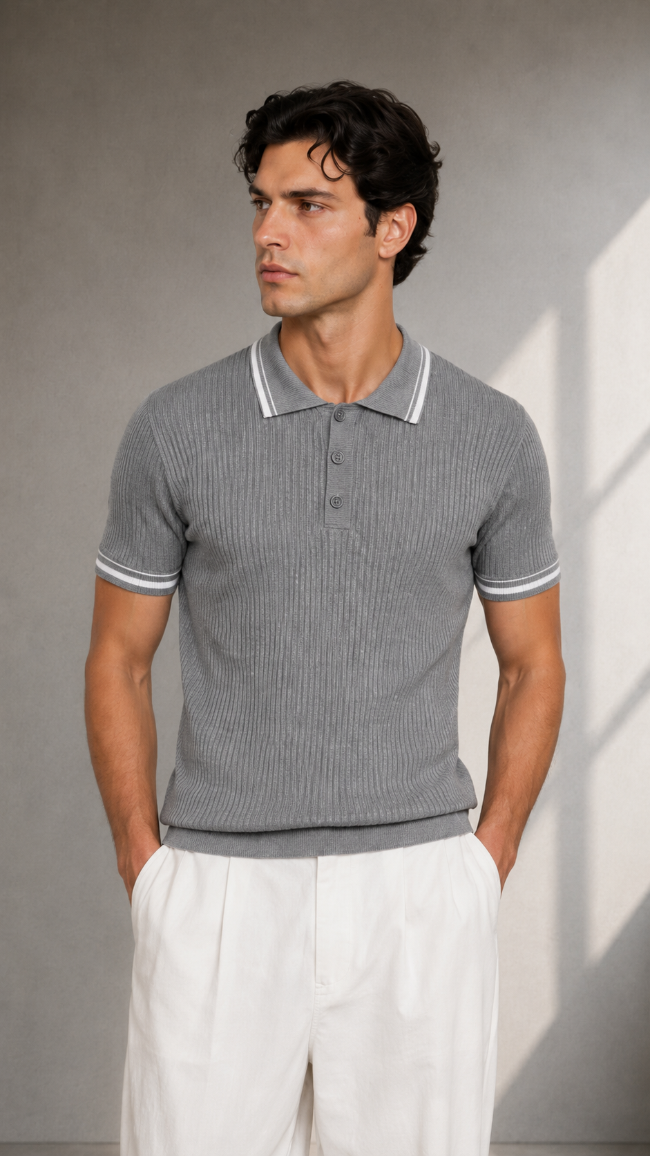Gri Yakalı Triko Tshirt 9454