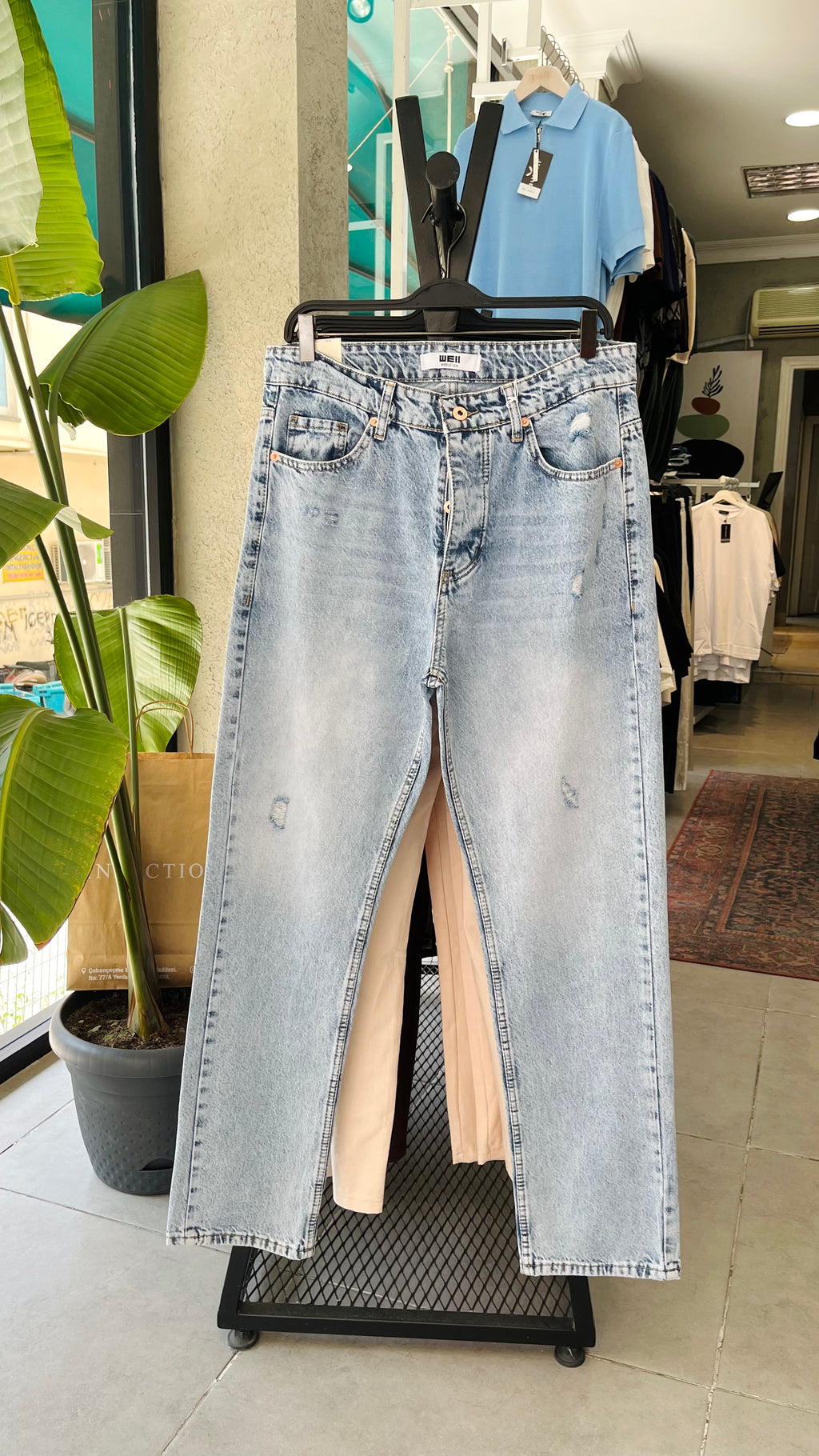 Baggy Açık Mavi Yırtıklı Jean 3298